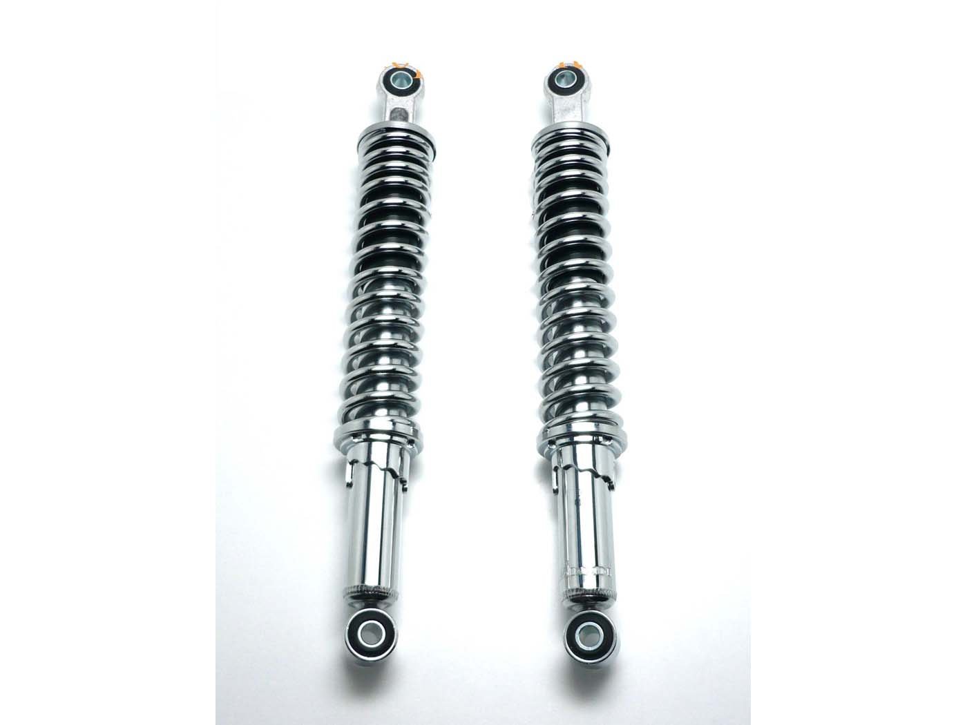Shock Absorber Set Chrome 365mm 5-way Adjustable 8mm Mounting For Kreidler Florett K 54 RS, RMC, Zündapp CX 25, 50 Hai Type 448, Hercules KX 5