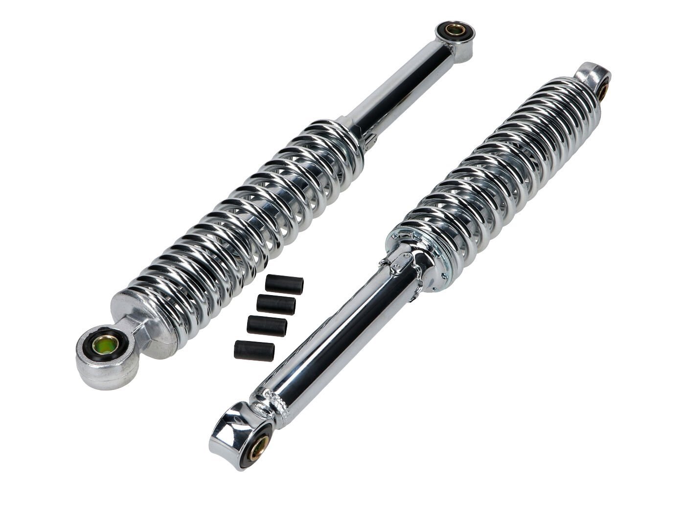 Shock Absorber Set Chrome 360mm 5-way Adjustable 10mm Bushes For Kreidler, Zündapp, Hercules, Puch