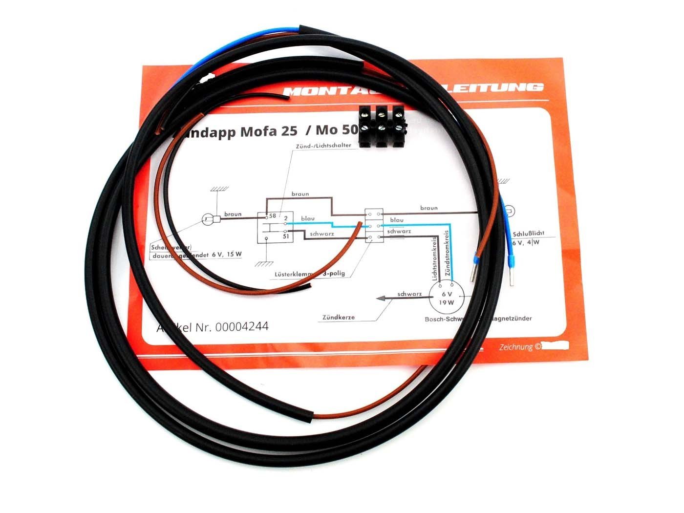 Wiring Harness Goebel Black For Zündapp, Bergsteiger M 25, 50, Moped, Moped