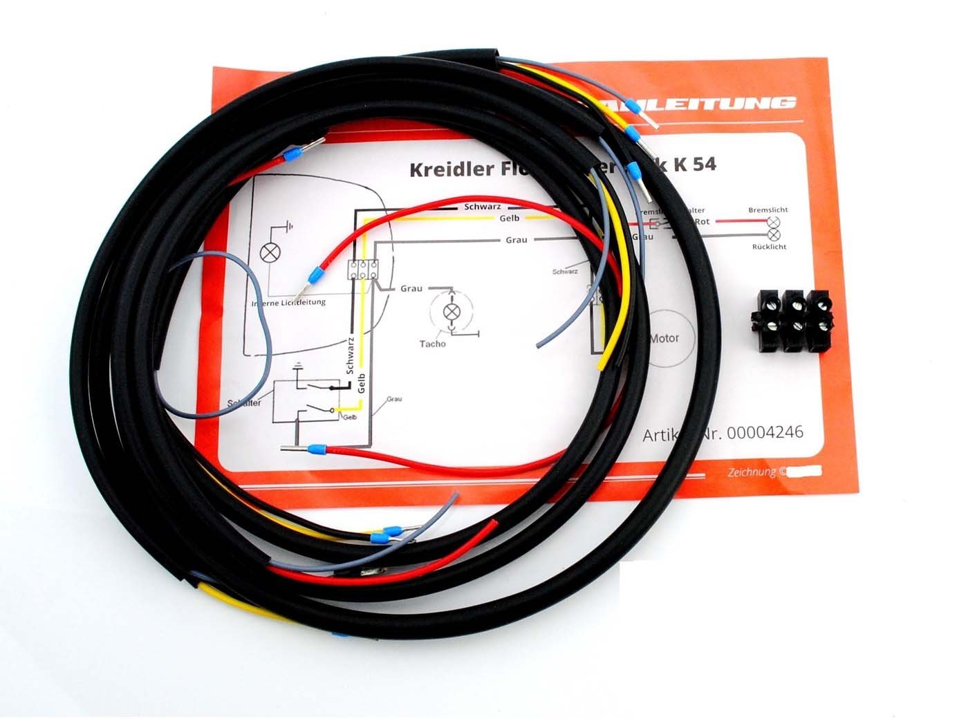 Wiring Harness Goebel Complete Black For Kreidler, Florett Egg Tank K 54/0M