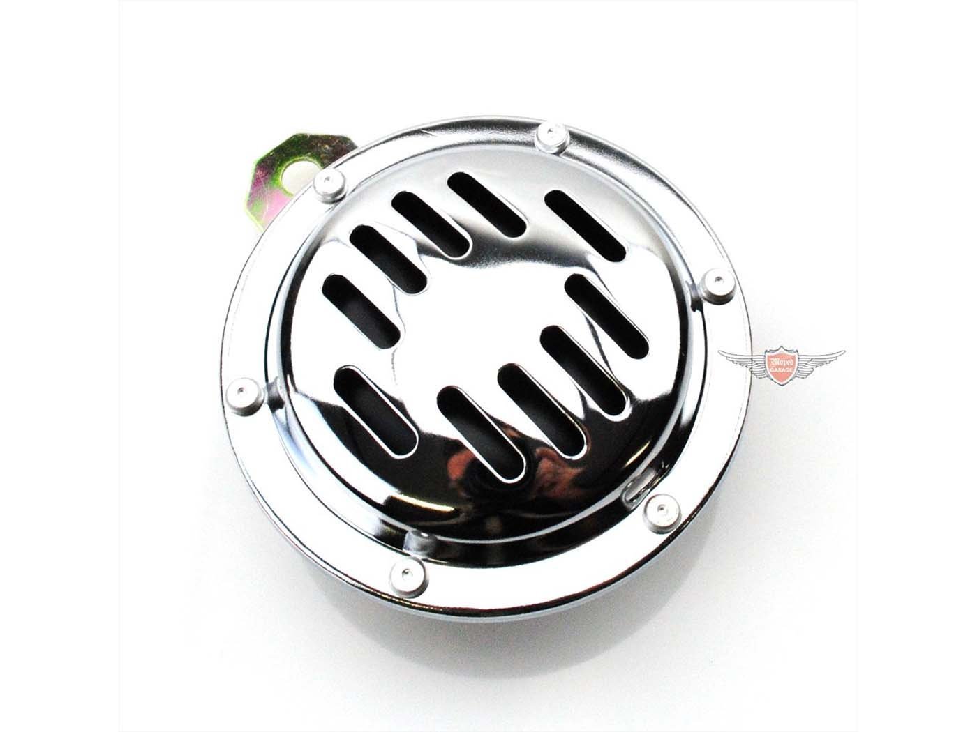 Horn 12V 100mm Chrome 100dB For RT125/1, RT125/2, RT125/3, ES125, ES150, ES175, ES175/1, ES175/2, ES250, ES250/1, ES250/2, ES300, ETS, ETS125, ETS125/1, ETS150, ETS150/1, ETZ, ETZ125, ETZ150, TS, TS125, TS150, TS250, AWO S, Sport, T, Touring, AWO-S, AWO-S