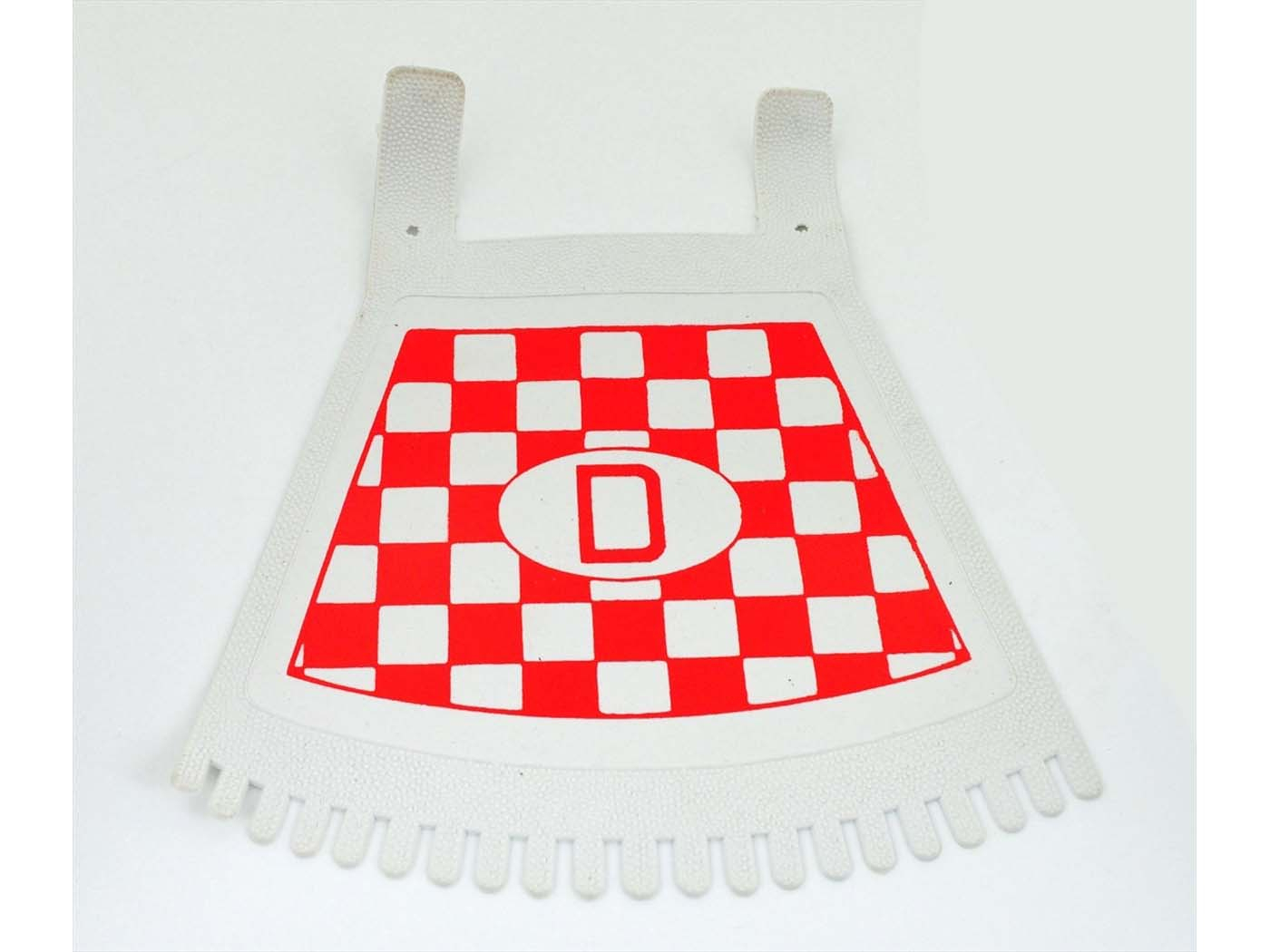 Splash Guard White Wide 200mm High Approx. 190mm Mounting Distance 110mm Color Red Checked For Bicycle, Moped, Moped, Mokick