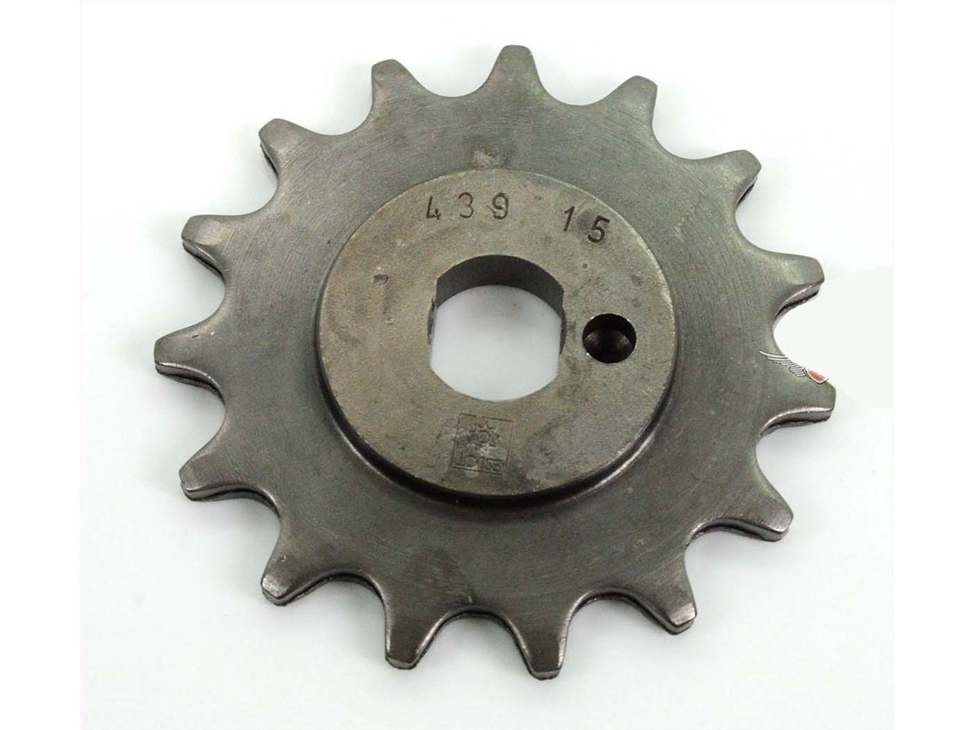 Chain Sprocket Esjot 15 Teeth Pitch 415 For Florett Eiertank Type K54/0M, LF LH K54/32 D, 3 Speed Mokick, Mustang Enduro, Moped, Flory MF12, MF 13, 20, 22, 23