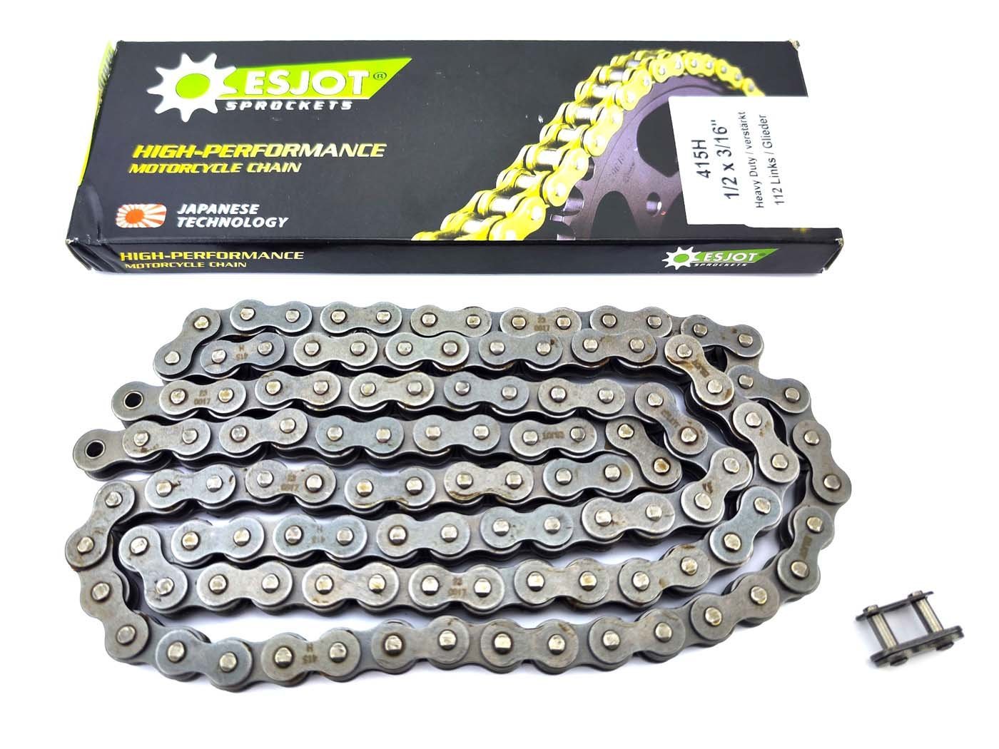 Chain Esjot Steel 112 Links For Zündapp CS, CX, Hai, ZR, ZA, ZB, Automatic Moped Type 442-13 L1, L2, Berini M 21 Standard, 35 Tour, 36 Sport, NSU Quickly T, N 23, S F Puch 50, Combinette 428, Super 433, Sport 510, 515, 517, C 50