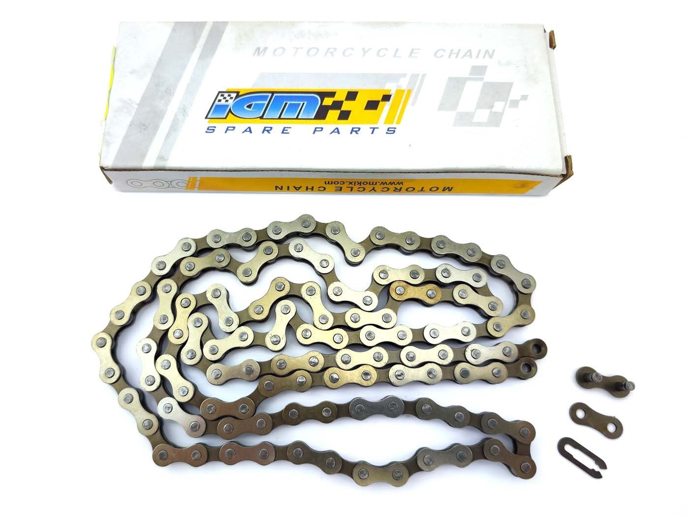 Chain IGM Steel 112 Links 1/2 X 1/8 For Piaggio Ciao, Citta, Si, Puch Maxi, Zündapp Automatic Moped, Hercules, KTM, DKW, Kreidler