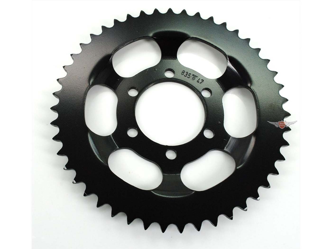 Sprocket Esjot Steel Black 47 Teeth 120mm For Zündapp ZD 20, 40, 25, ZL Hai CX 25 TS, ZS ZE C 50 Sport, GTS 50, Super Combinette, Sport Falconette