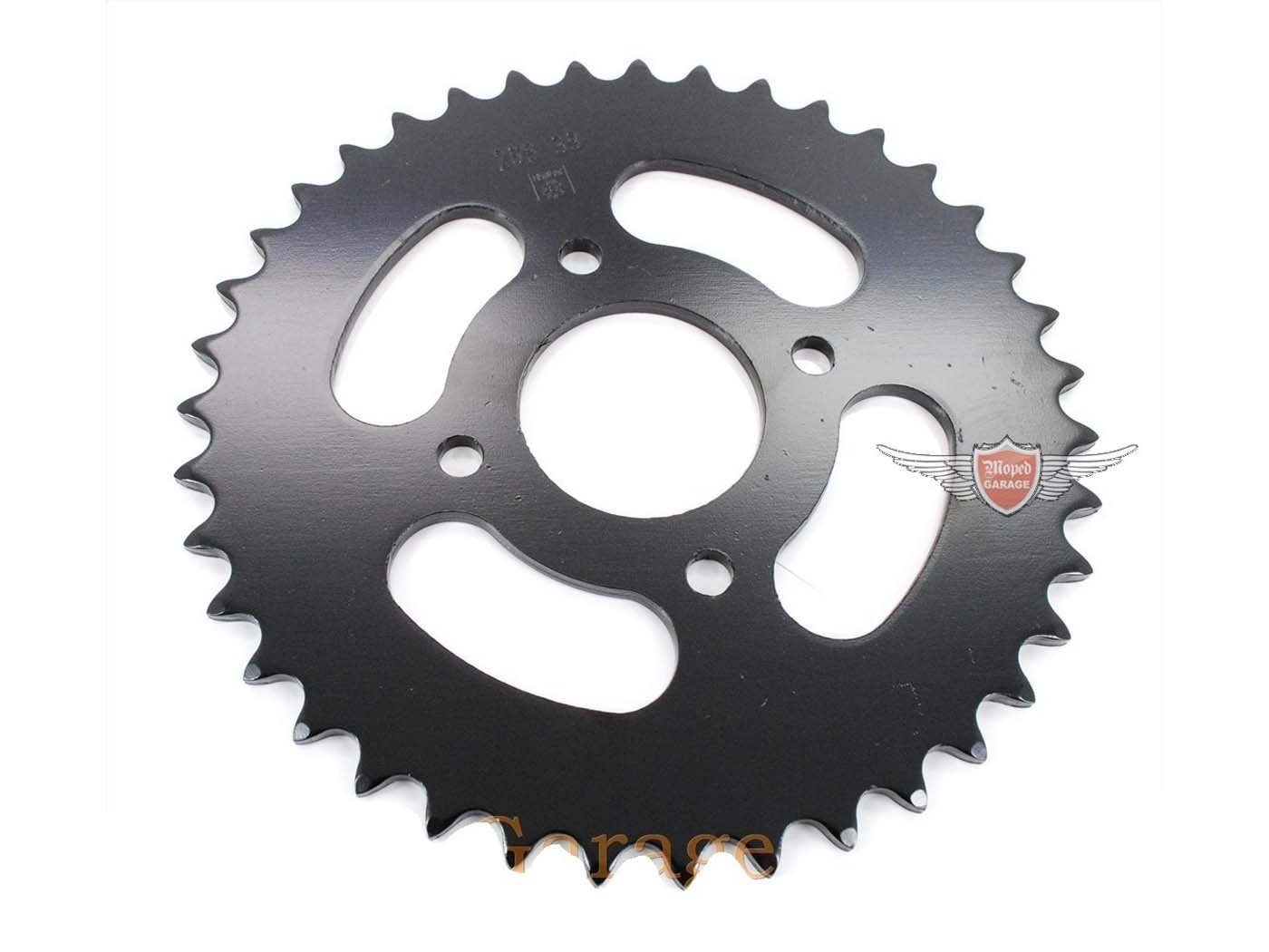 Sprocket Esjot Reinforced 39 Teeth Black For Hercules Prima 1, 2, 3, 4, 5, 6, MP MF M HR Hobby Rider, P MX SX, Optima Pronto, Presto, Garelli Cross 40, KTM 505 Automatic, 2 Speed, Zündapp A 25 Automatic Type 460-01, 460-02