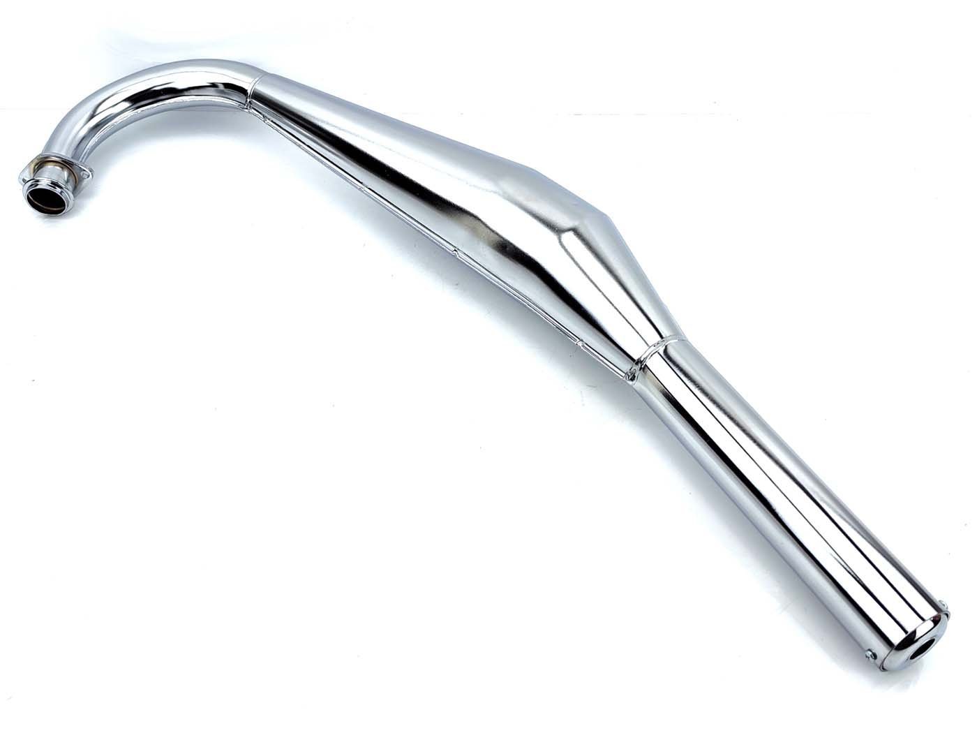 Racing Exhaust Chrome Flange Connection 32mm Length 820mm Silencer Diameter 51mm Bulb Diameter 90mm For Hercules, DKW