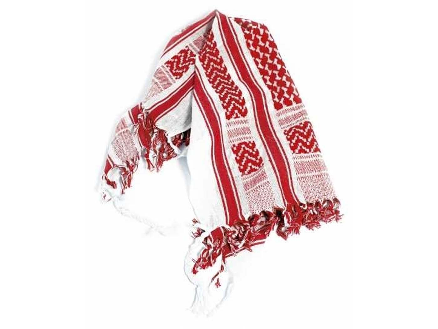 Moped Cult Palestinian Scarf White Red PLO Cotton Scarf Mouth Pali Face