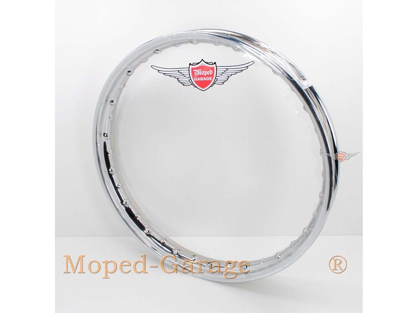 Chrome Rim 1.60 X 17 Inch 36 Hole 6mm Nipple Opening For Moped, Moped, Mokick, Motorcycle