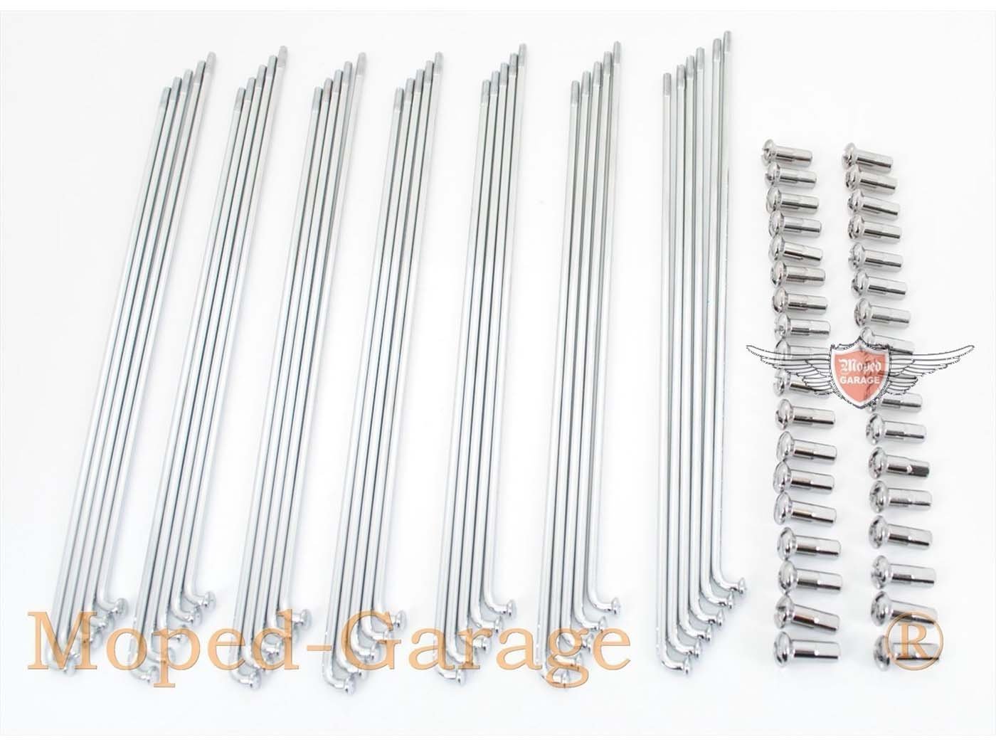 Spokes Cloverleaf Set Steel 190mm 2,7mm Nipple 5mm For Hercules Prima 2N, 2S, 3S, M1, M2, M3, P1, MP 2, MF 3, 4, HR 1, DKW Moped Type 630, Moped 25 629, 631, Zündapp, Kreidler, Hercules, DKW, Zweirad Union