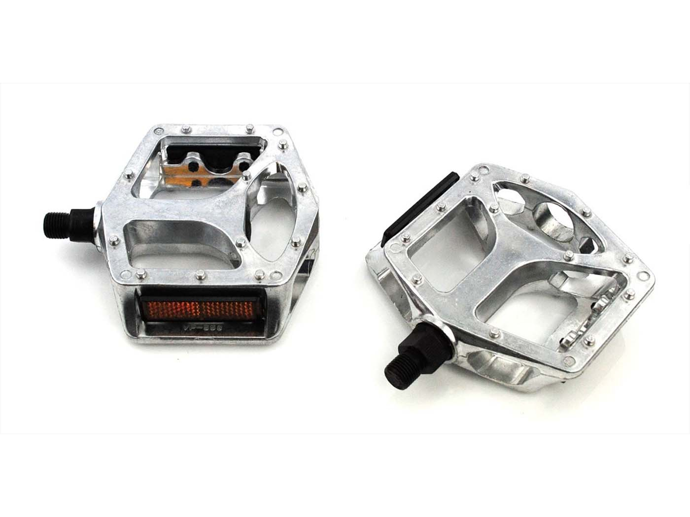 Pedals Aluminum Silver M12 With CatÂ´s Eyes For Zündapp, Kreidler, Hercules, Puch, KTM, DKW, Rixe