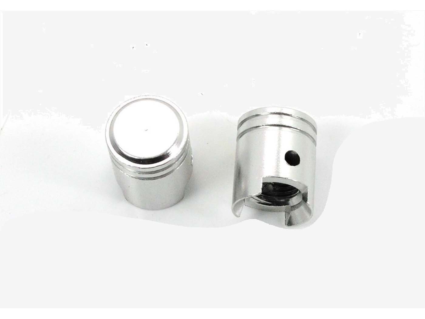 Valve Cap Set Aluminum Silver Piston Shape