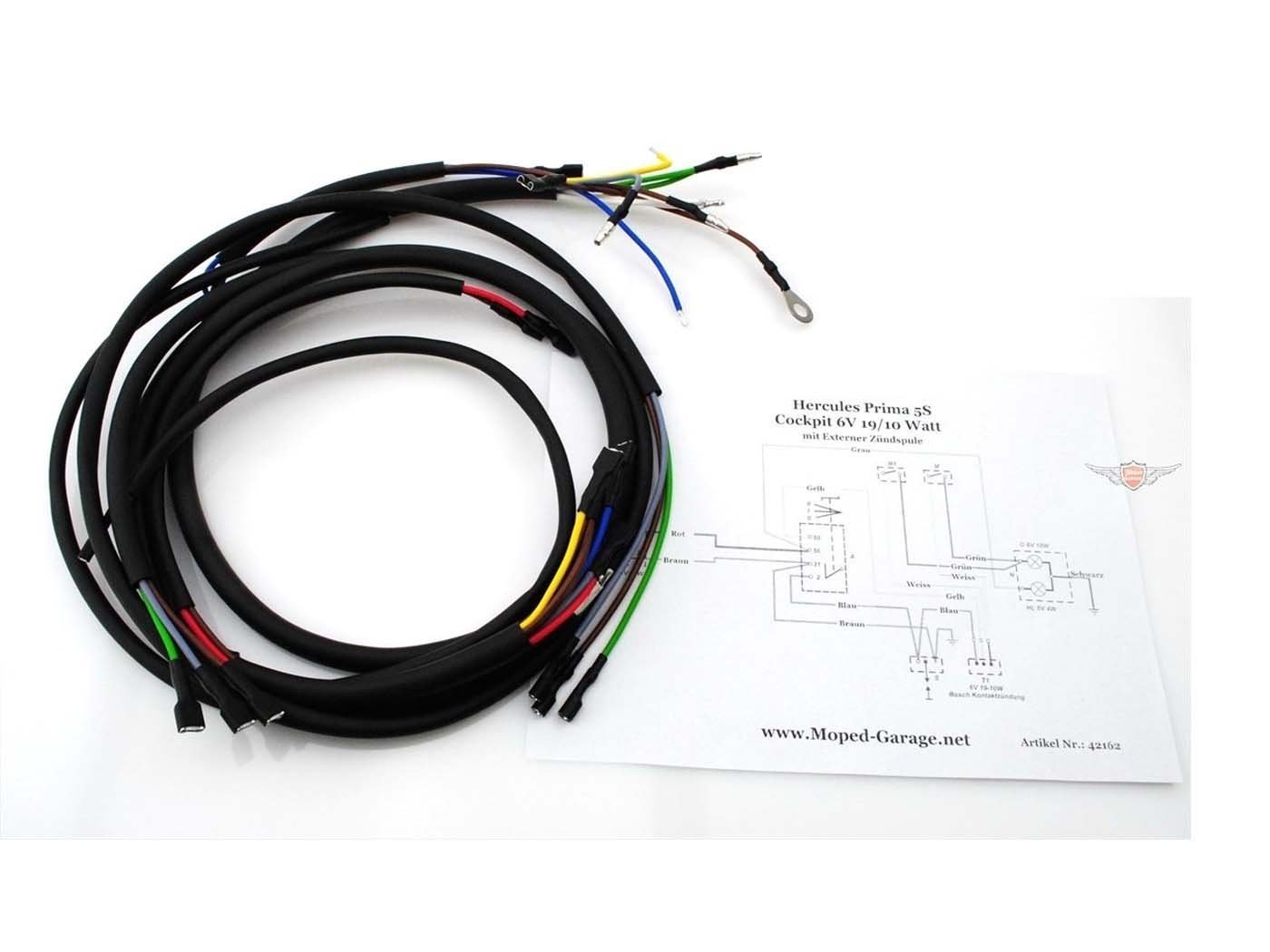 Wiring Harness Goebel 6 Volt 19/10 Watt Black For Hercules, Prima 5S