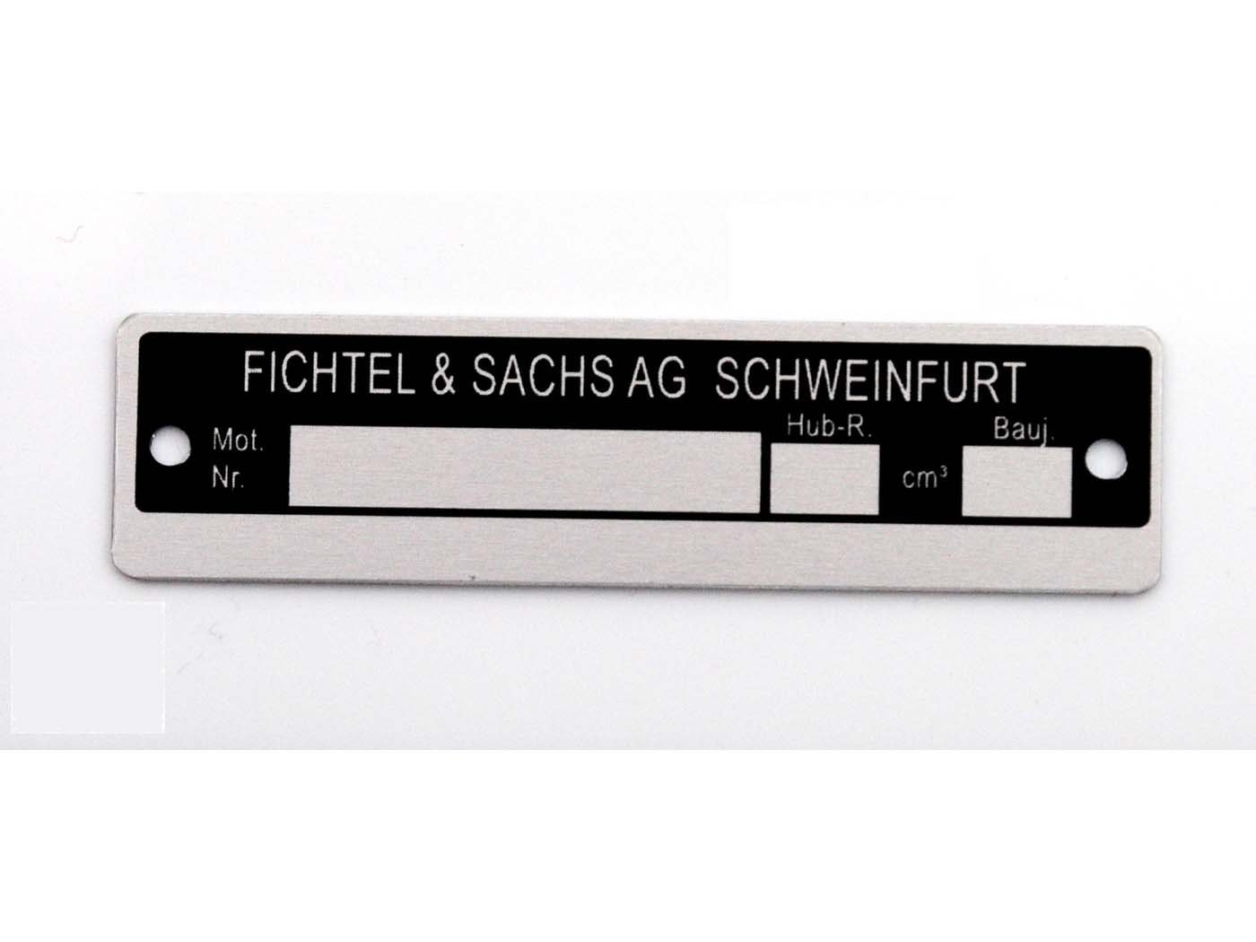 Nameplate Goebel Aluminum 90mm X 25mm Black/silver For Hercules Prima M, G3, GT, GX, HR, SB 220, 219, MK, KX, K 50 Ultra, Supra 4 GP, Enduro, Sachs 50S, 50/2, 50/3, 50/4, 50/5, 504, 505, 501