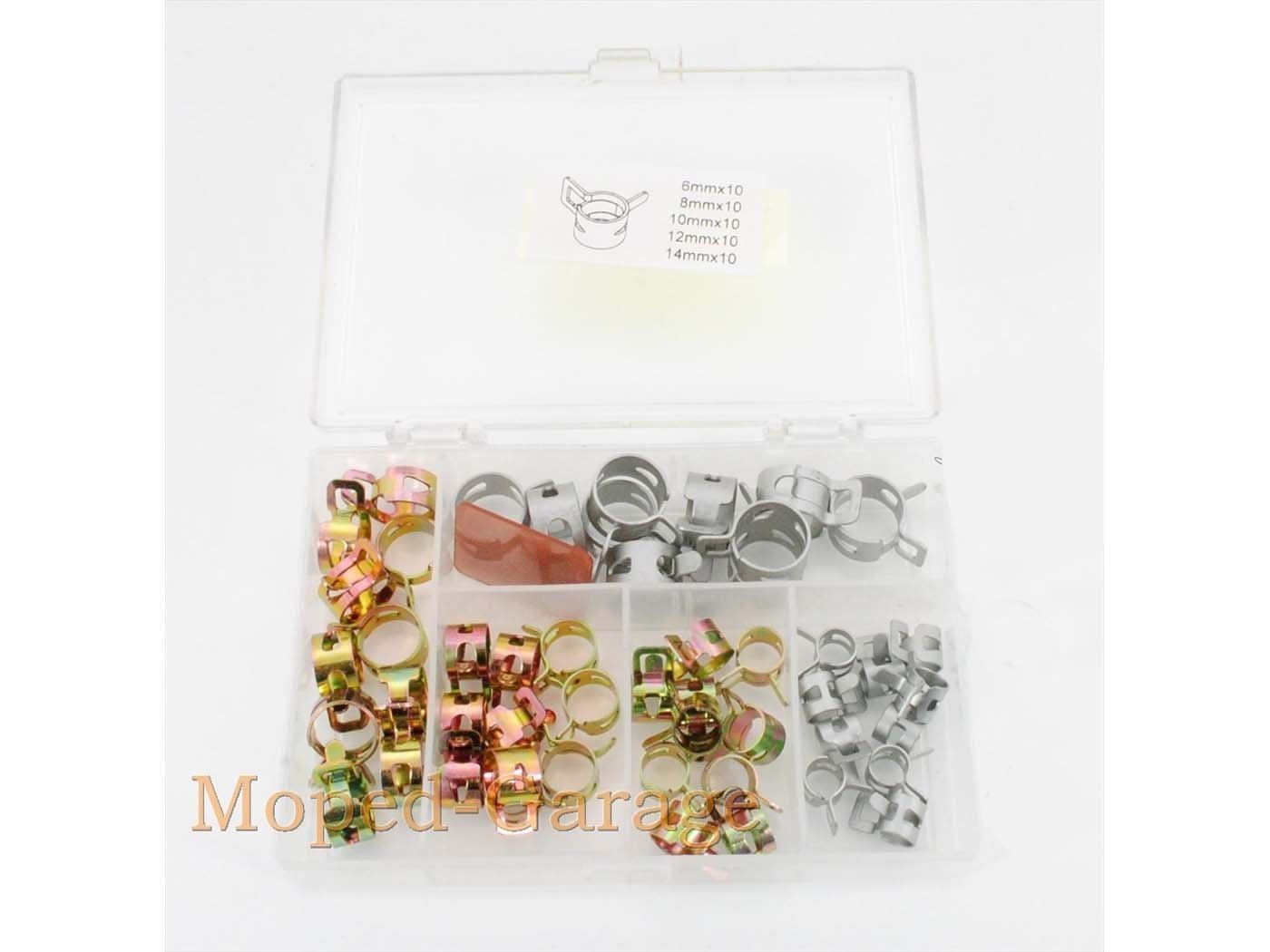 Hose Clamps Assortment 6-14mm 50-piece For Zündapp, Kreidler, Hercules, Puch, Moped, Moped, Mokick