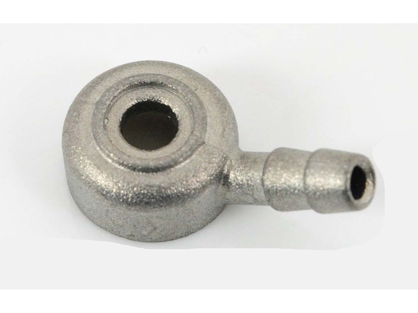Connector For Dellorto Fuel Hose Slanted Silver For Piaggio Ciao, Bravo, Garelli Bonanza