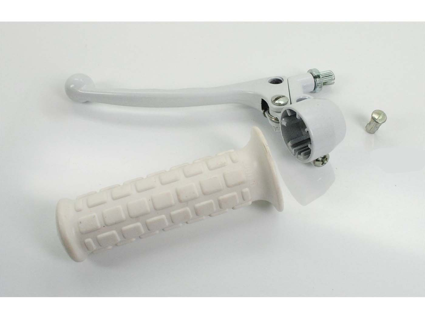 Brake Lever Complete White With Brake Lever And Rubber Grip For Tomos A 3, 35, Zündapp, Kreidler, Hercules, Puch, DKW, KTM, Rixe, Sachs