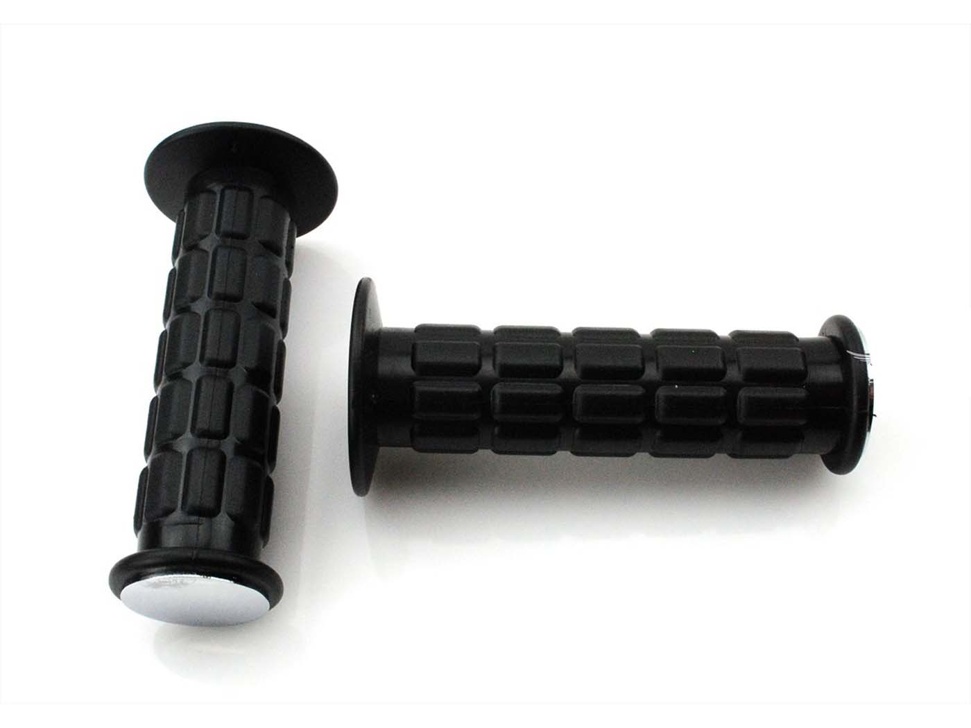 Rubber Grip Set Black With Chrome Caps For Zündapp Kreidler Hercules Puch