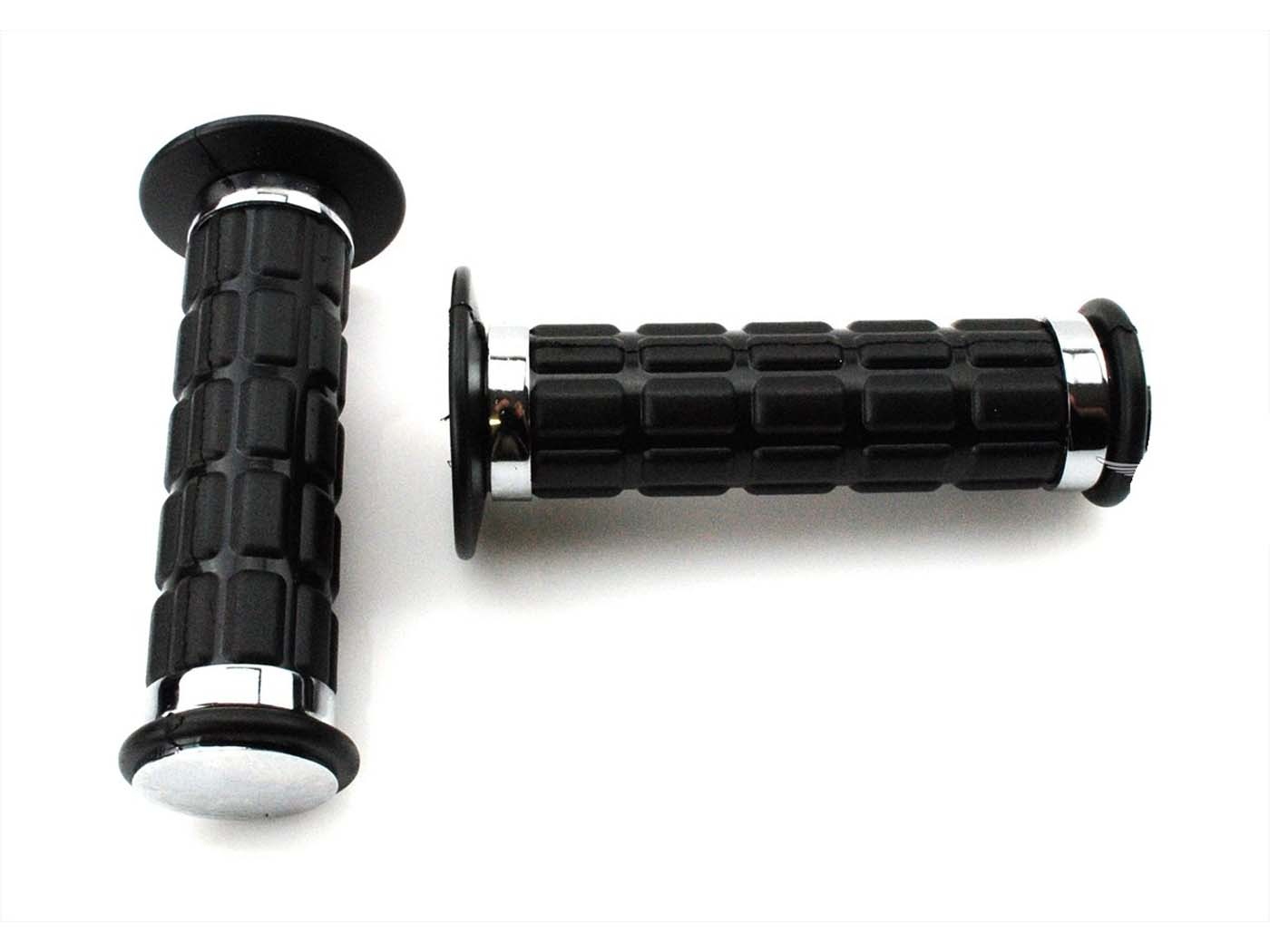 Rubber Grip Set Black Chrome 25/22mm 120mm For Simson S50, S51, S70, SR50, SR80, Zündapp, Kreidler, Hercules, Puch