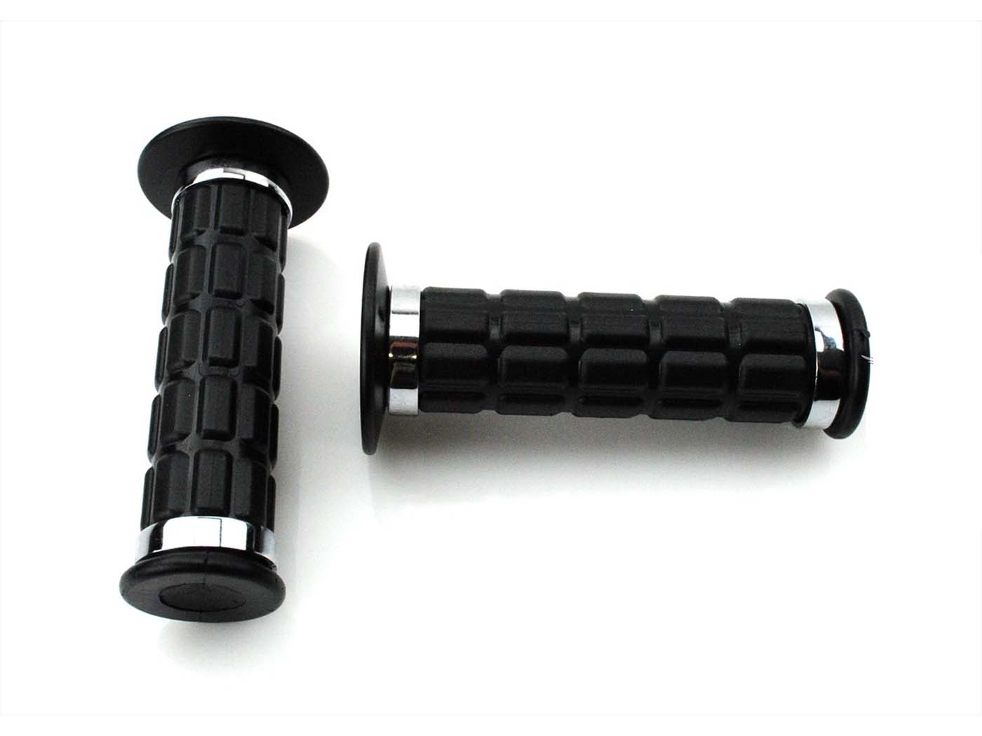 Black Rubber Grip Set With Chrome Rings For Simson S50 51 70 53 83 SR50 80