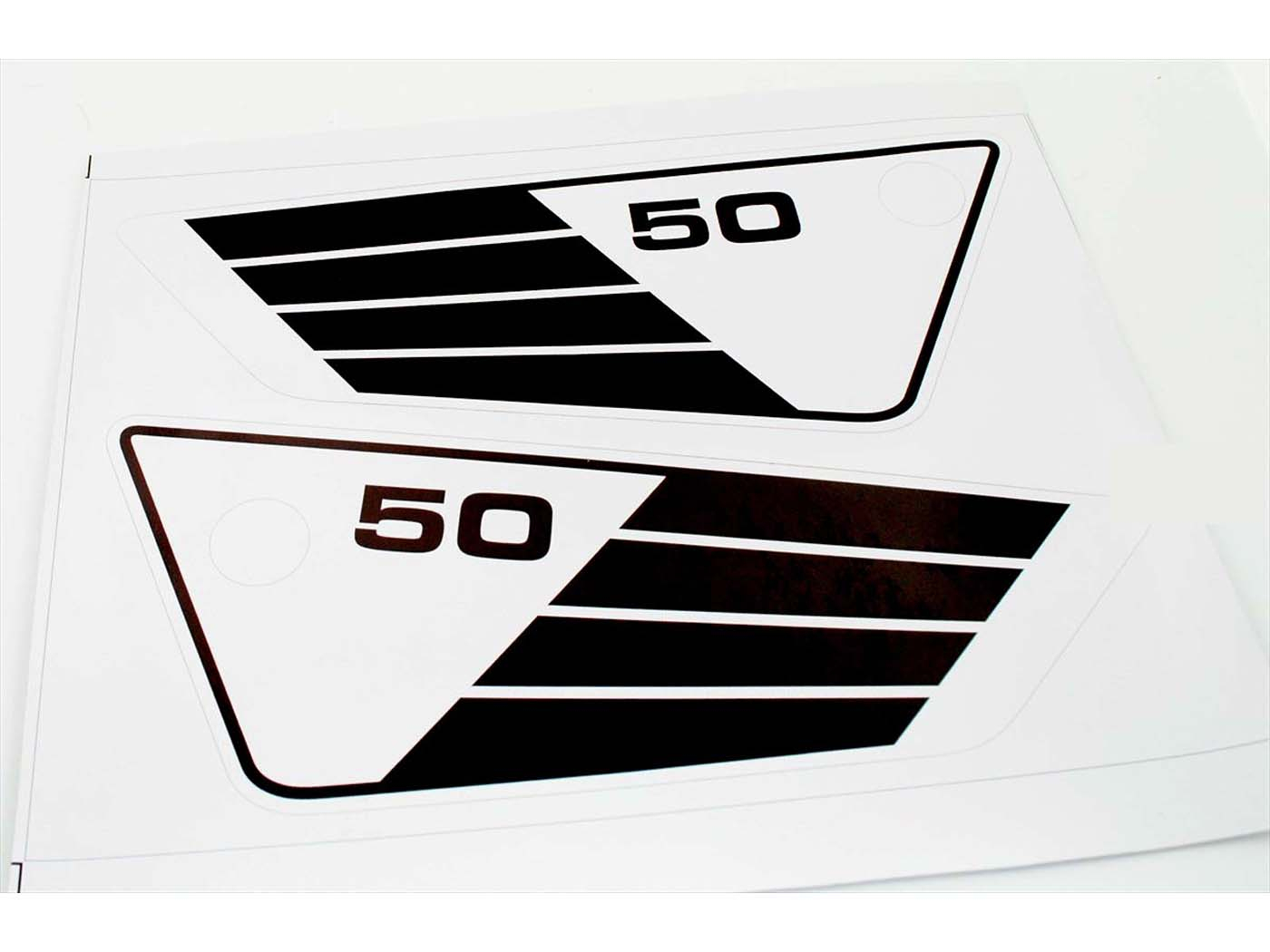 Sticker Set Side Cover 50 White Black For Yamaha FS1 3E9, RD 50