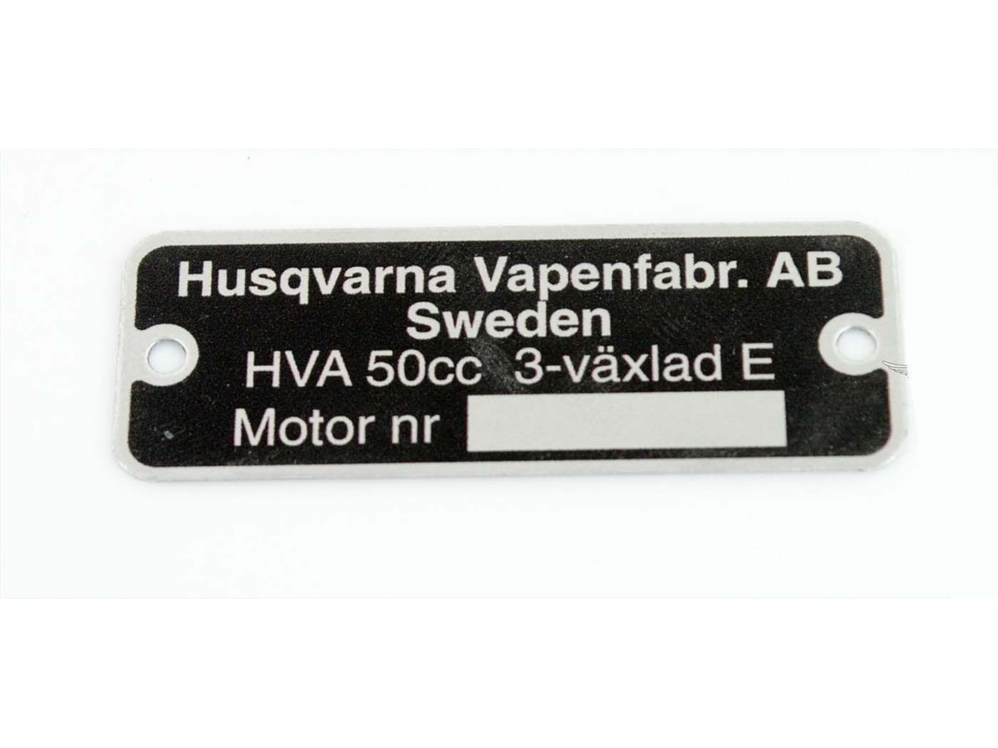 Nameplate For Husqvarna 50cc 3 Speed Engine