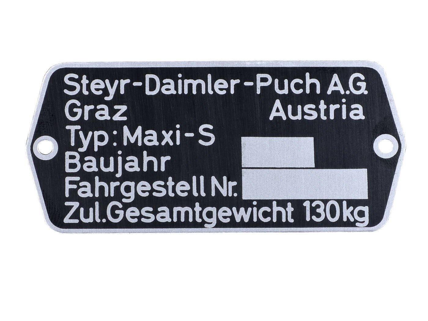Nameplate Blank 74x35mm For Puch Maxi S