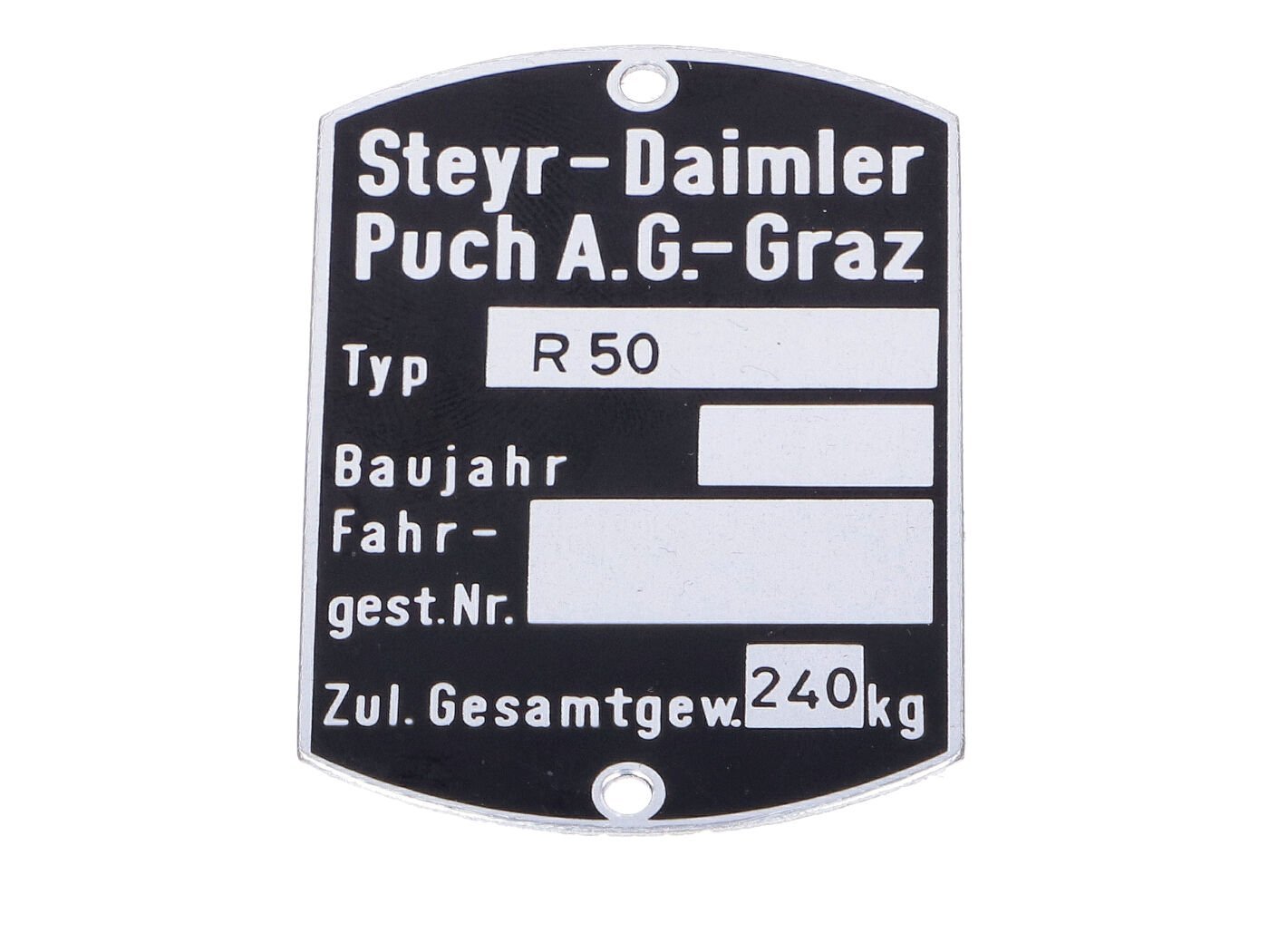 Nameplate Blank 60 X 40mm For Puch, R 50