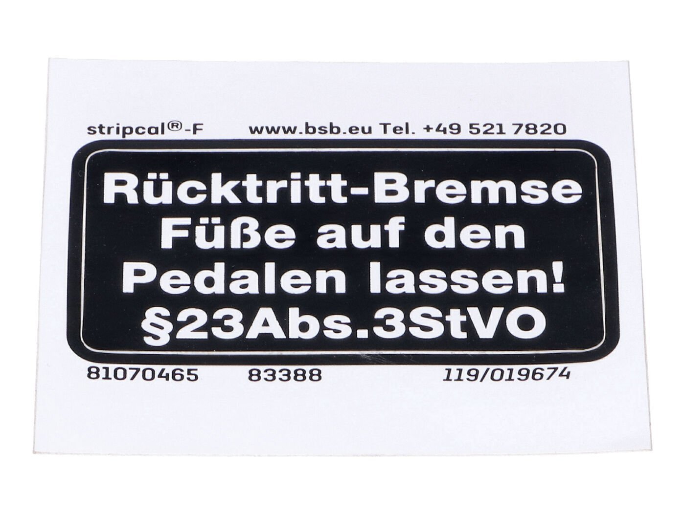 Sticker Frame Dimensions 53/27mm Color Black White For Hercules, Prima, HR Hobby Rider