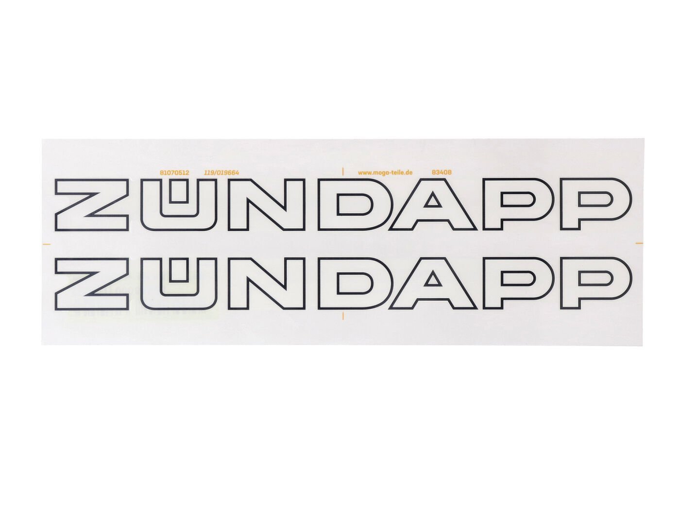 Tank Sticker MOGA Dimensions Wide Approx. 220mm High 20mm For Zündapp, Star, A 25, GTS 50, CX KS 80 Super, Sport, K 80, SX