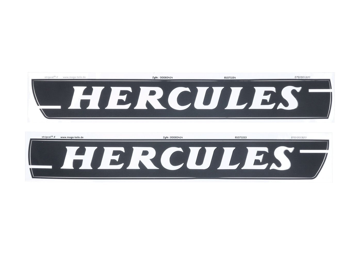 Tank Sticker Set 270x34mm 2 Pieces For Hercules HR 1, Hobby Rider Matt Black With White Lettering