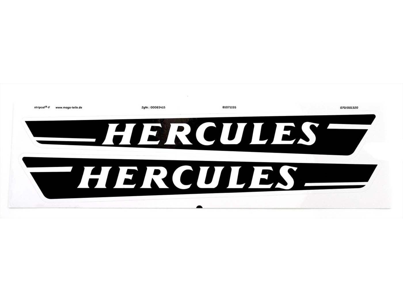 Sticker Tank 2 Pieces Width 280mm Height 40/25mm Black-white For Hercules M1, M2, MF 1, MF 2, MF 3, Â´Prima 1, Prima 2, Prima 3S