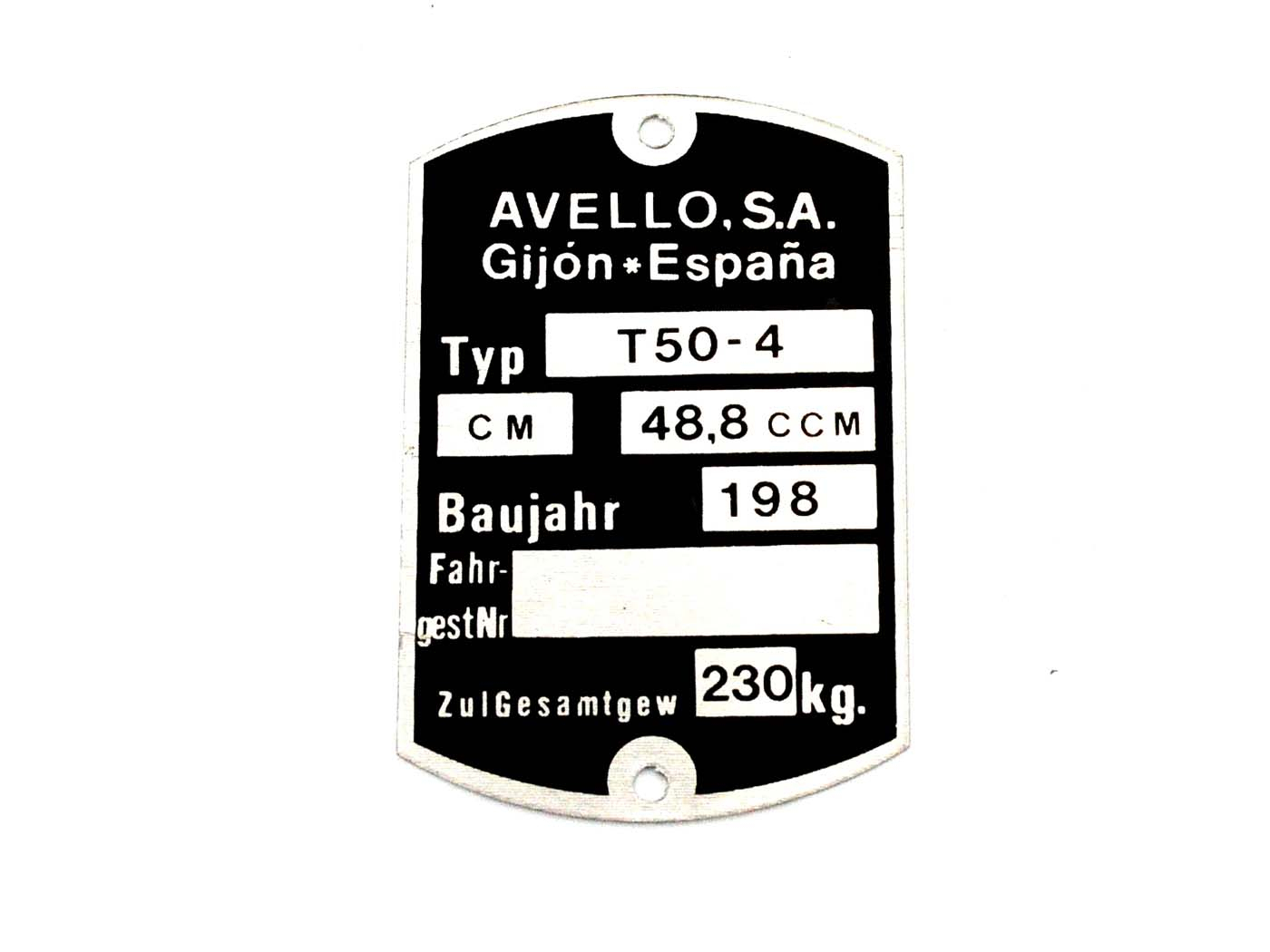 Avello T50 - 4 Frame Nameplate Original