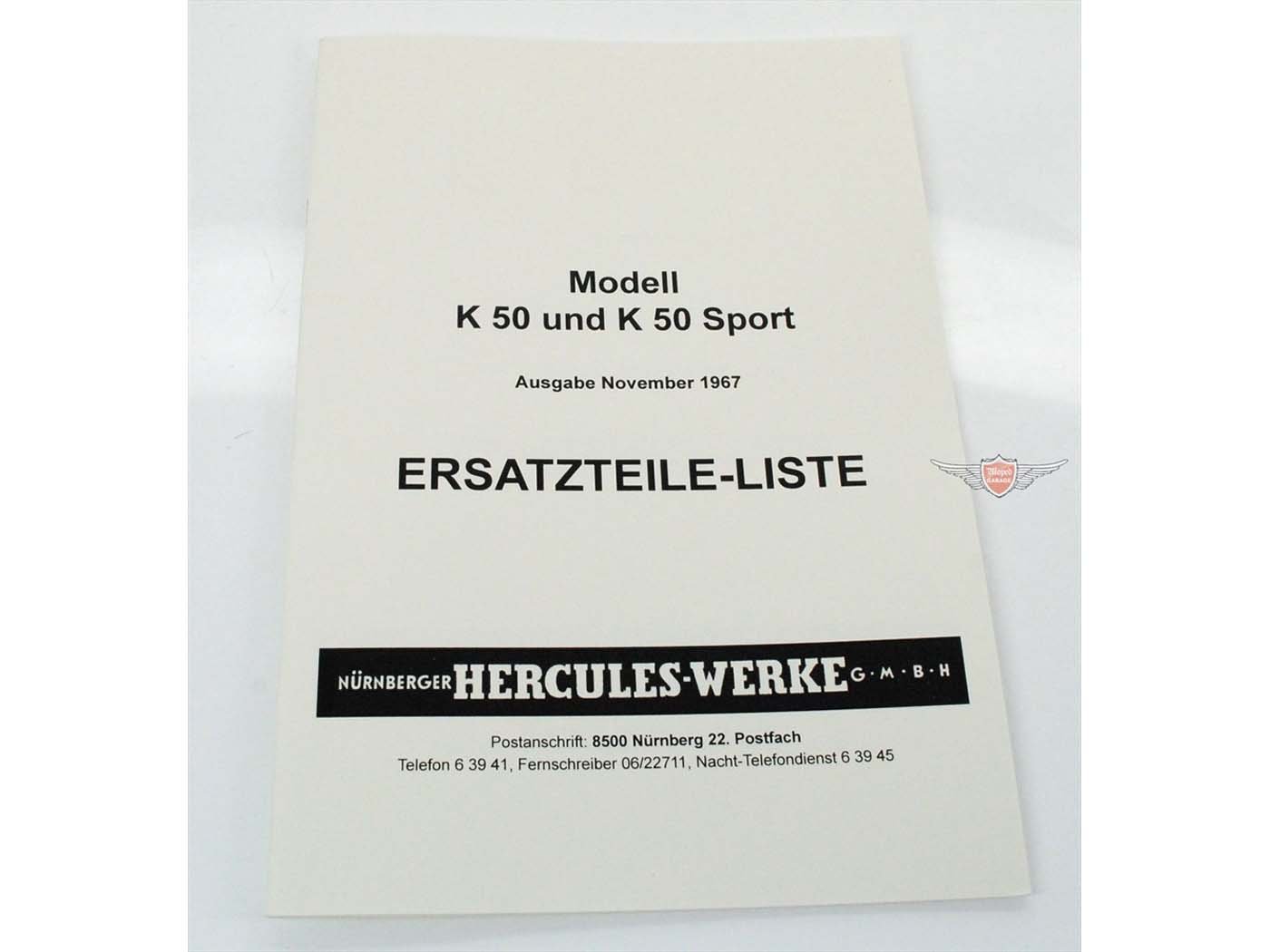 Parts Catalog Hercules For K 50, 50 Sport