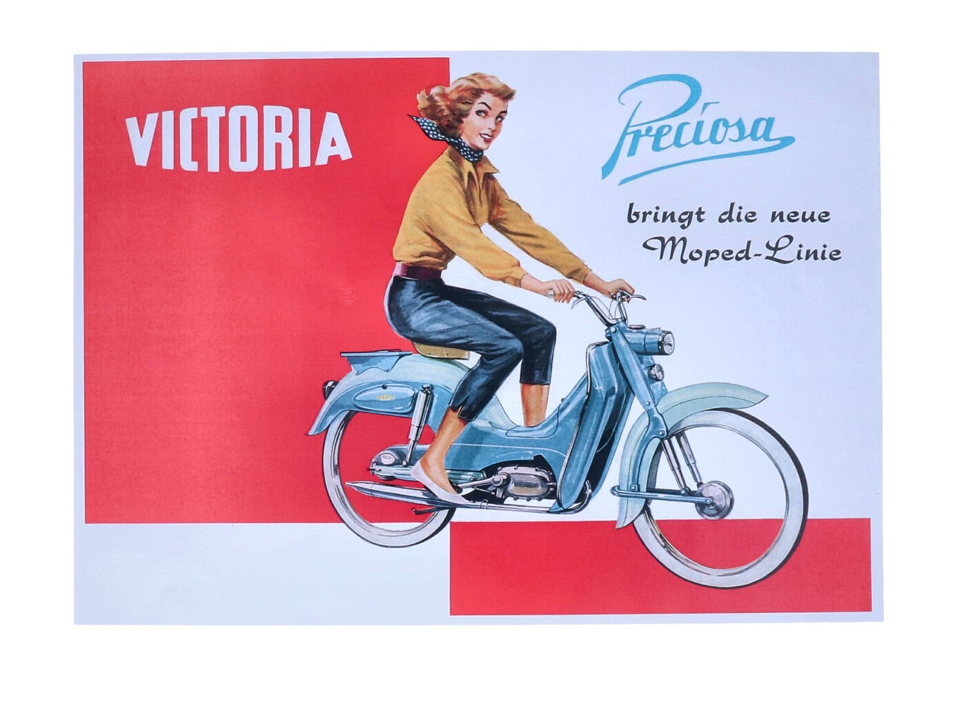 Advertising Poster Preciosa 50s For Victoria Moped
