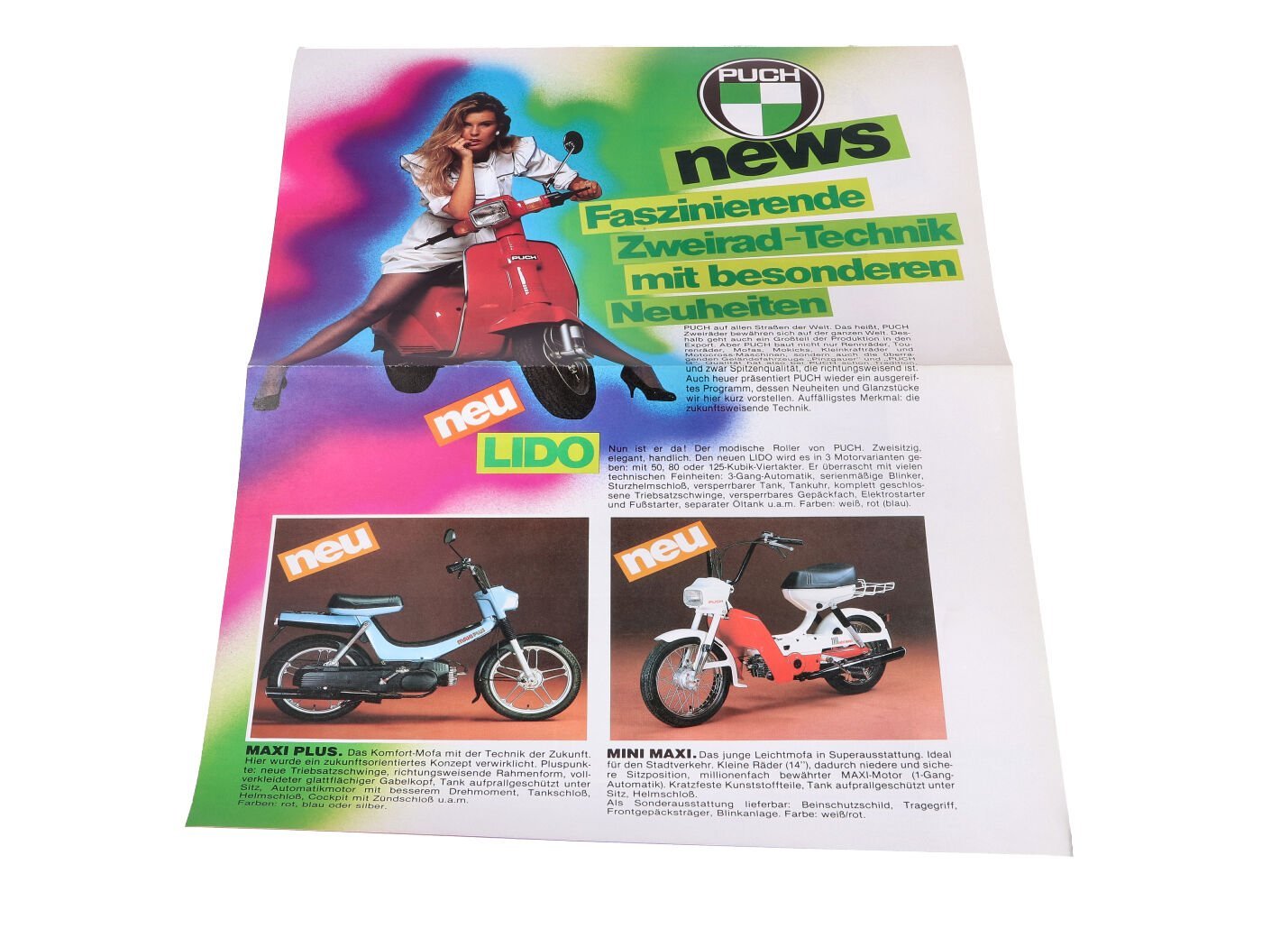 Original Brochure For Puch Lido Maxi Plus Ranger Monza
