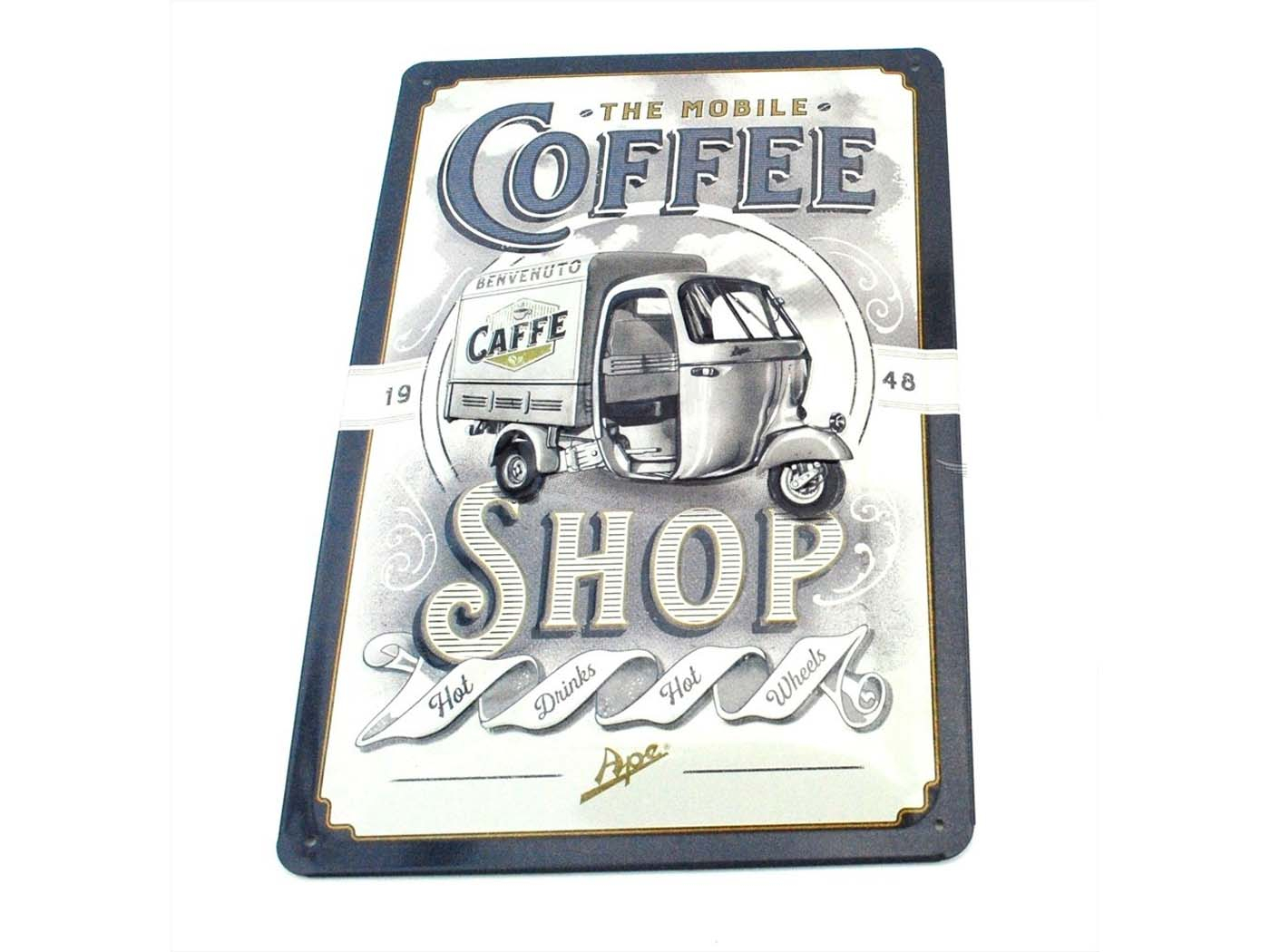 Metal Sign Coffee 300mm High 200mm Wide For Moped Mokick