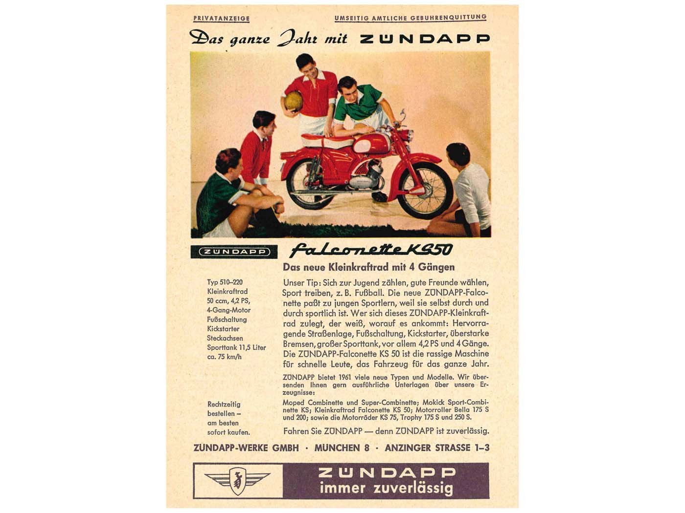 Brochure Falconette DIN A5 For Zündapp Falconette KS50