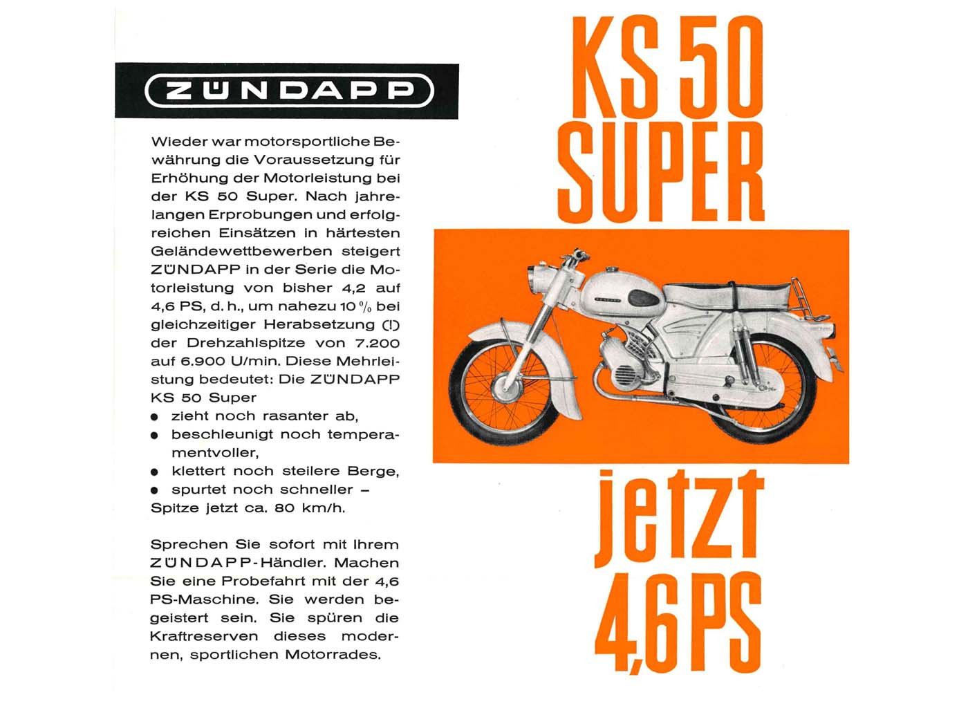 Zündapp KS50 Super 4,6 PS Flyer/Prospectus