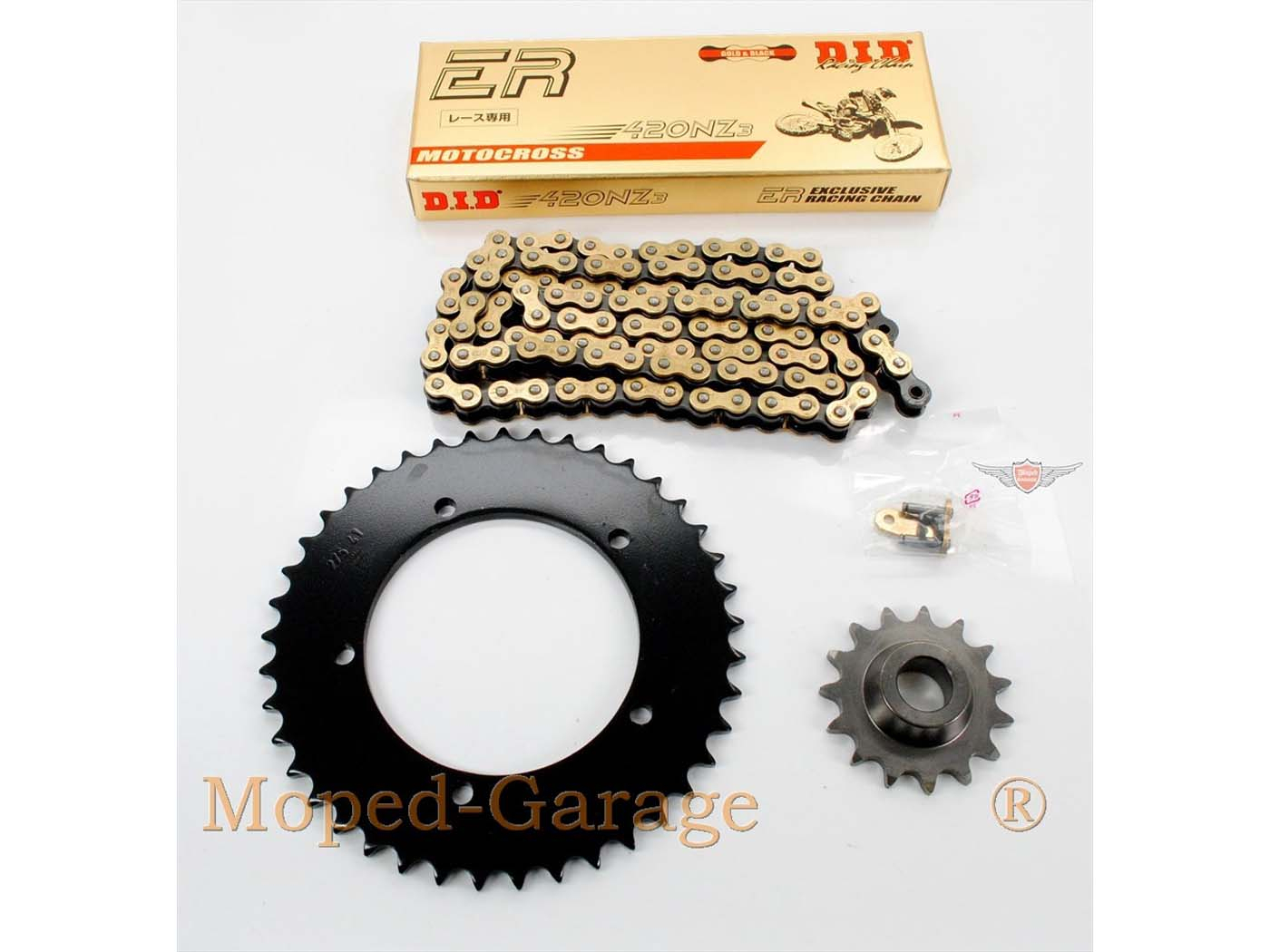 Chain Set Consisting Of Esjot Sprocket 41Z, Esjot Sprocket 15Z, DID Chain 106x420 NZ3 For Hercules Ultra 80 AC Chopper