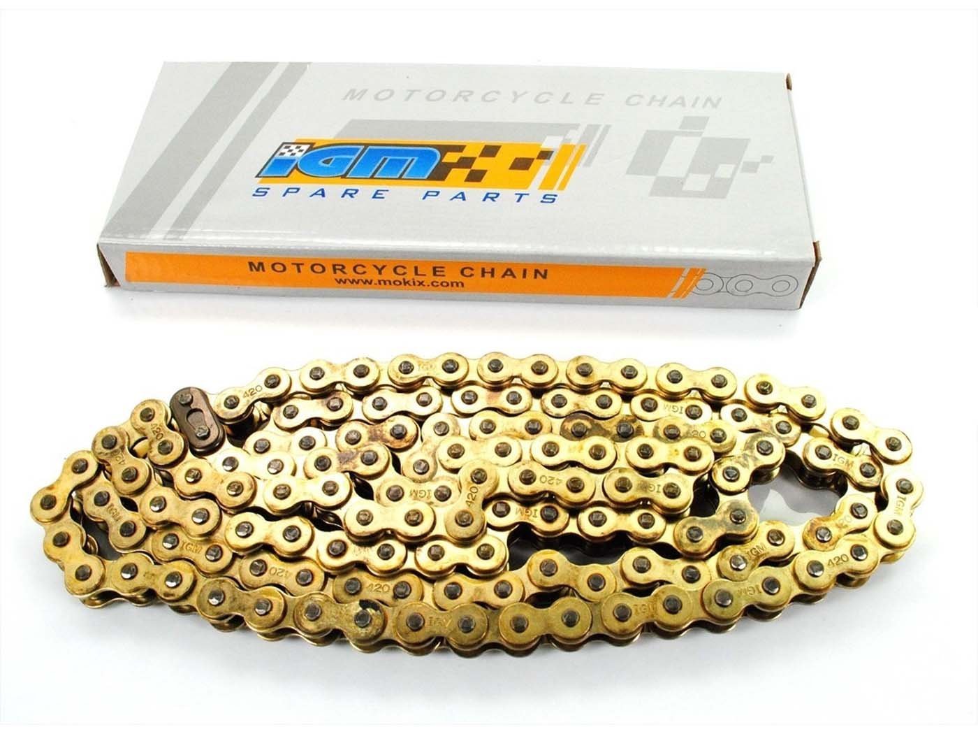 Chain Gold 124 Links 1/2 X 1/4 7.75 For Kreidler Florett RS, Zündapp KS, SX, K 80, Yamaha DT 50 M, Honda MB, MT, MBX, MTX 50, 80