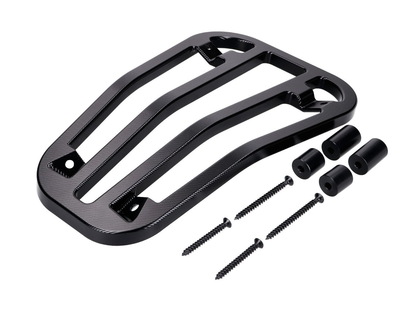 Top Case Carrier / Luggage Carrier Step-through Moto Nostra, Glossy Black, CNC For Vespa Primavera 50-150cc, Sprint 50-150cc