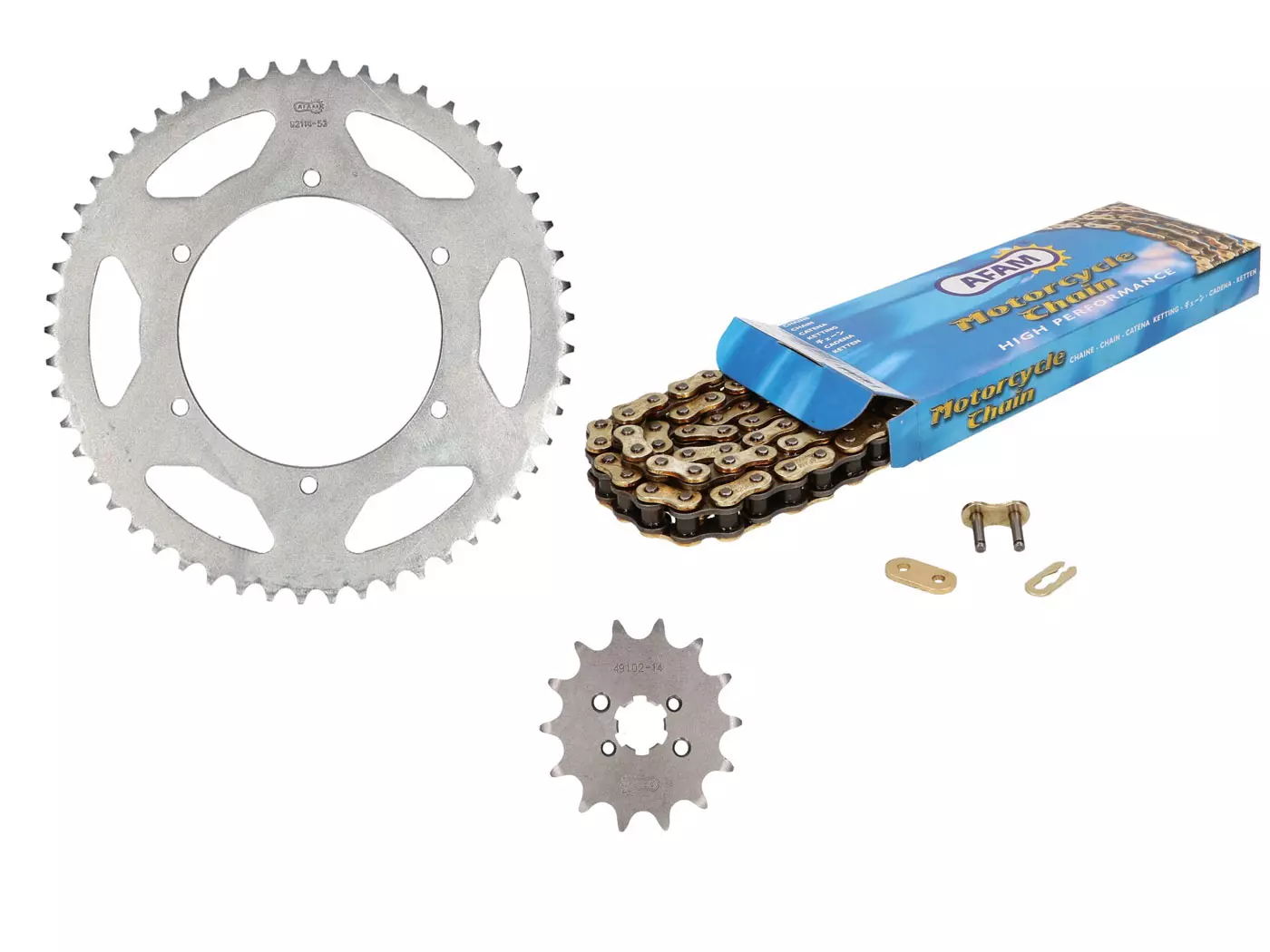 Chain Kit AFAM 14/53 Teeth (Switzerland) For Aprilia RS 50 06-11, RS4, Derbi GPR 50 R, GPR 50 Nude