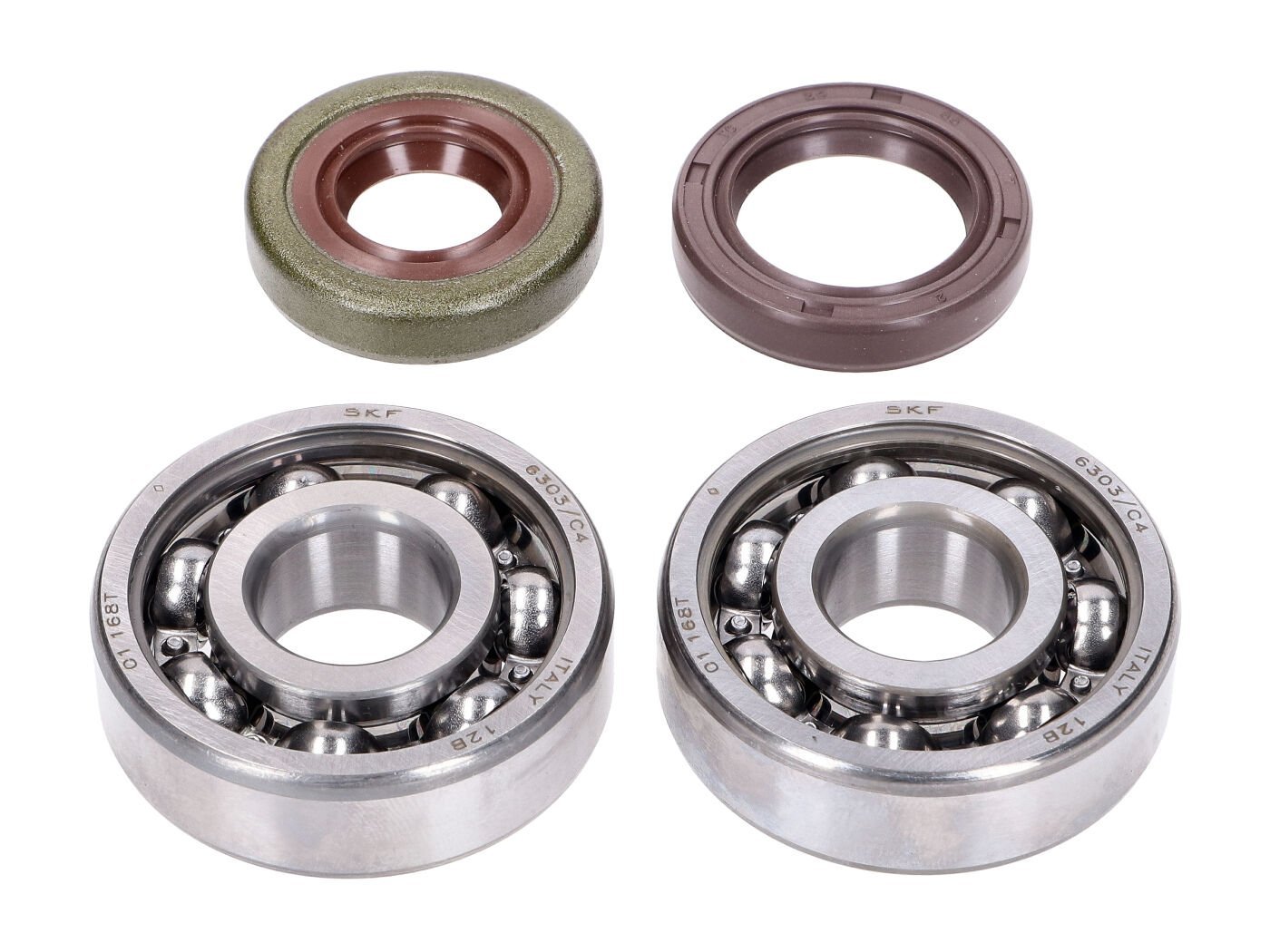 Crankshaft Bearing Set Naraku SKF, FKM Premium C4 Metal Cage For Minarelli AM