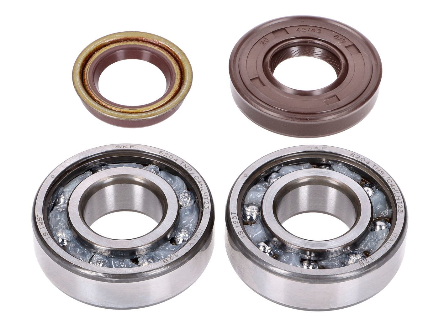 Crankshaft Bearing Set Naraku SKF, FKM Premium C4 Polyamide For Minarelli Horizontal, Vertical, AC, LC