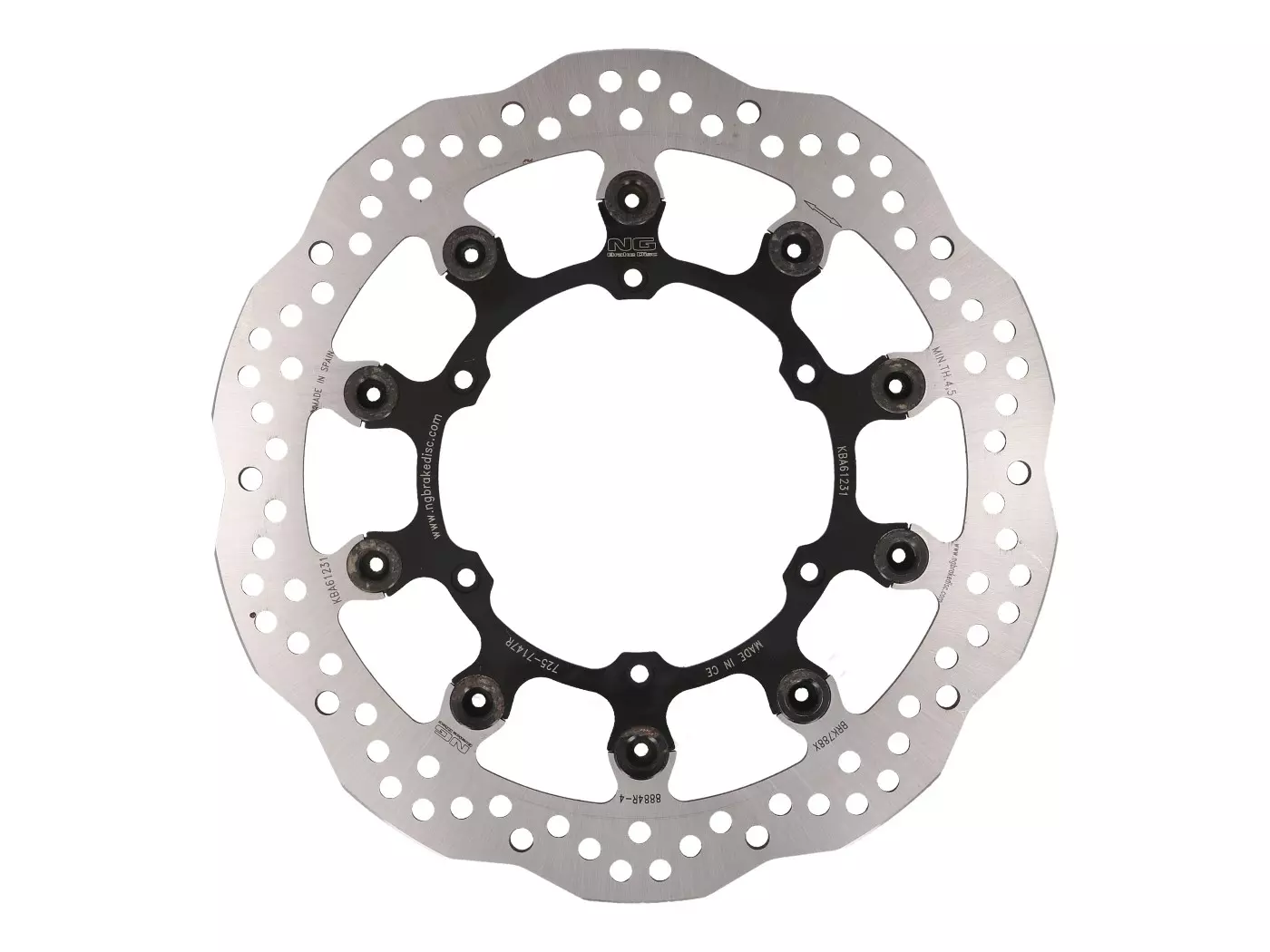 Buy now: Brake Disc NG Wavy Floating Type Seconds/ B-stock For Husqvarna ESC-F, ESF-C, KTM SMR Brake Disc NG Wavy Floating Type Seconds/ B-stock For Husqvarna ESC-F, ESF-C, KTM SMR
