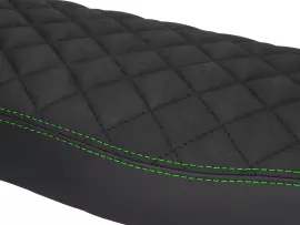 Seat Cover Schmitt Diamond Quilted, Black / Green For Simson S50, S51, S70