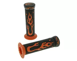 Handlebar Rubber Grip Set Flame Black, Orange