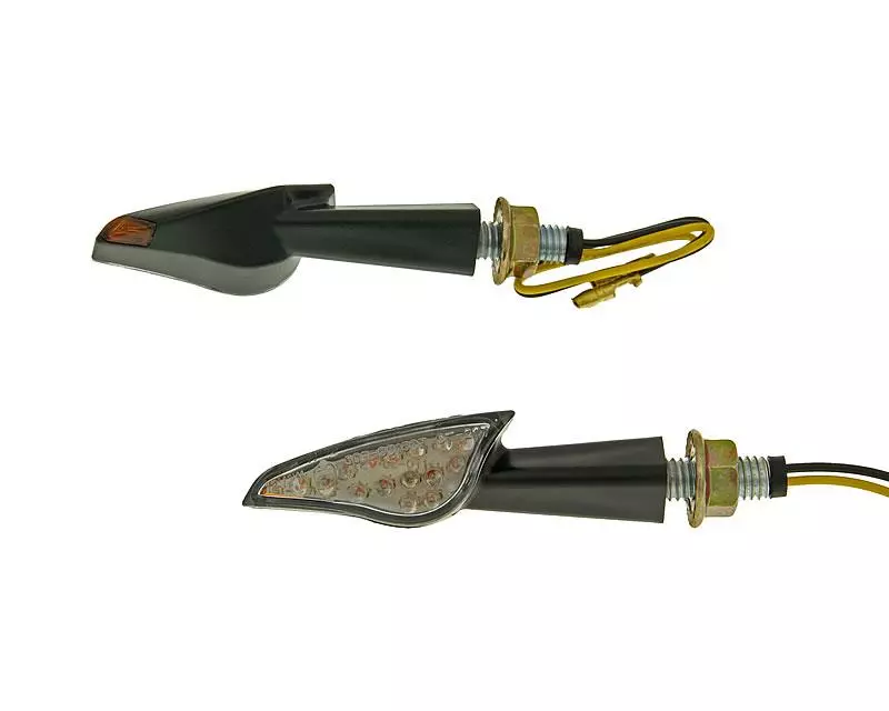 Indicator Light Set M8 Thread LED Black Spike Clear Glass